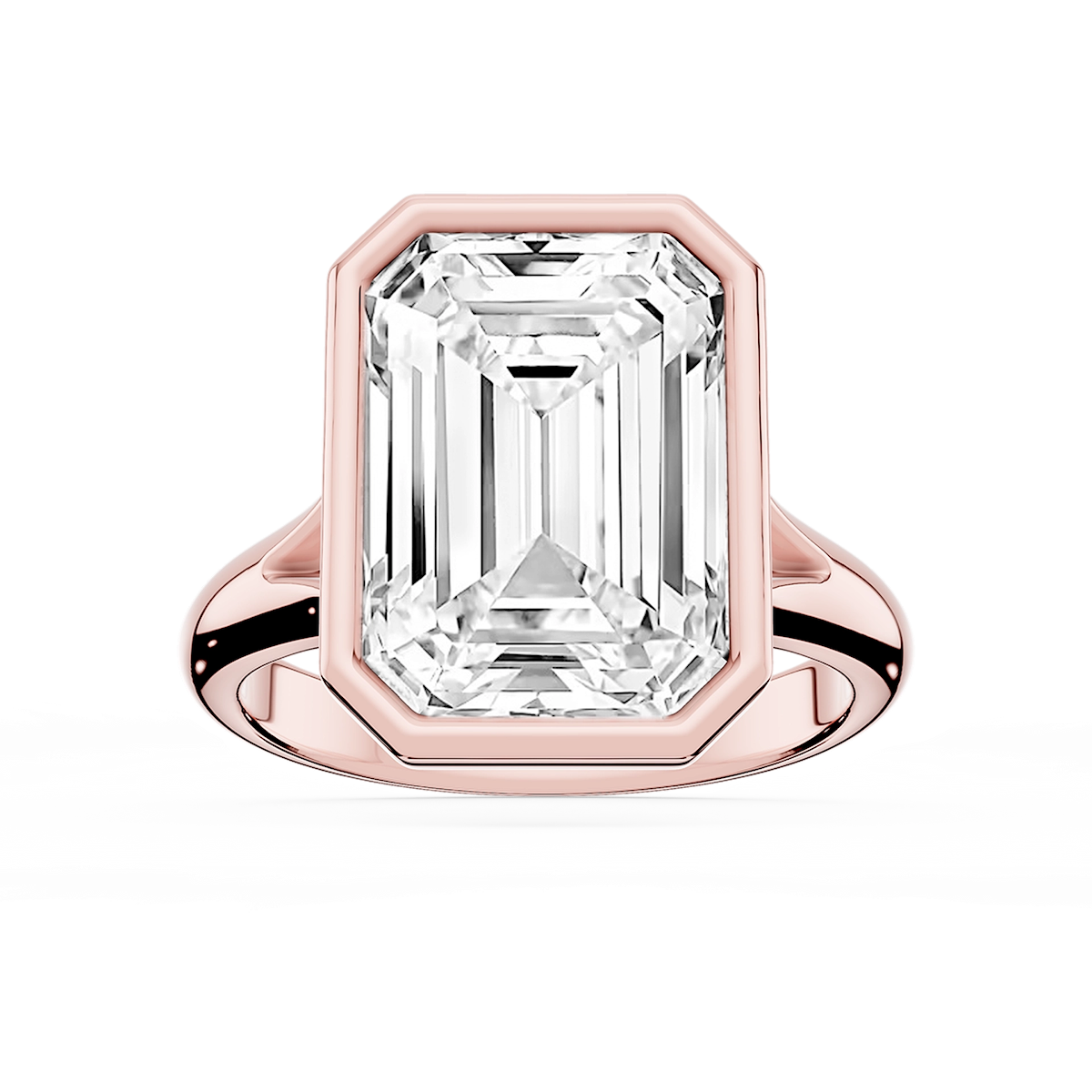 Linda Emerald Lab Grown Diamond Bezel Split Shank Solitaire Engagement Ring