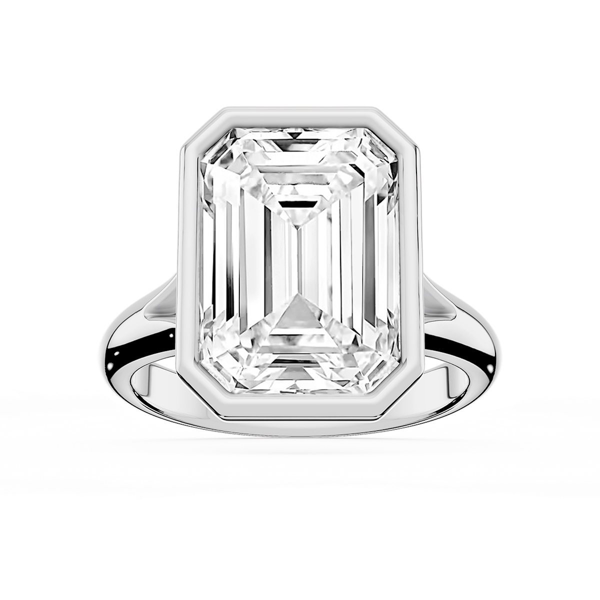 Linda Emerald Lab Grown Diamond Bezel Split Shank Solitaire Engagement Ring