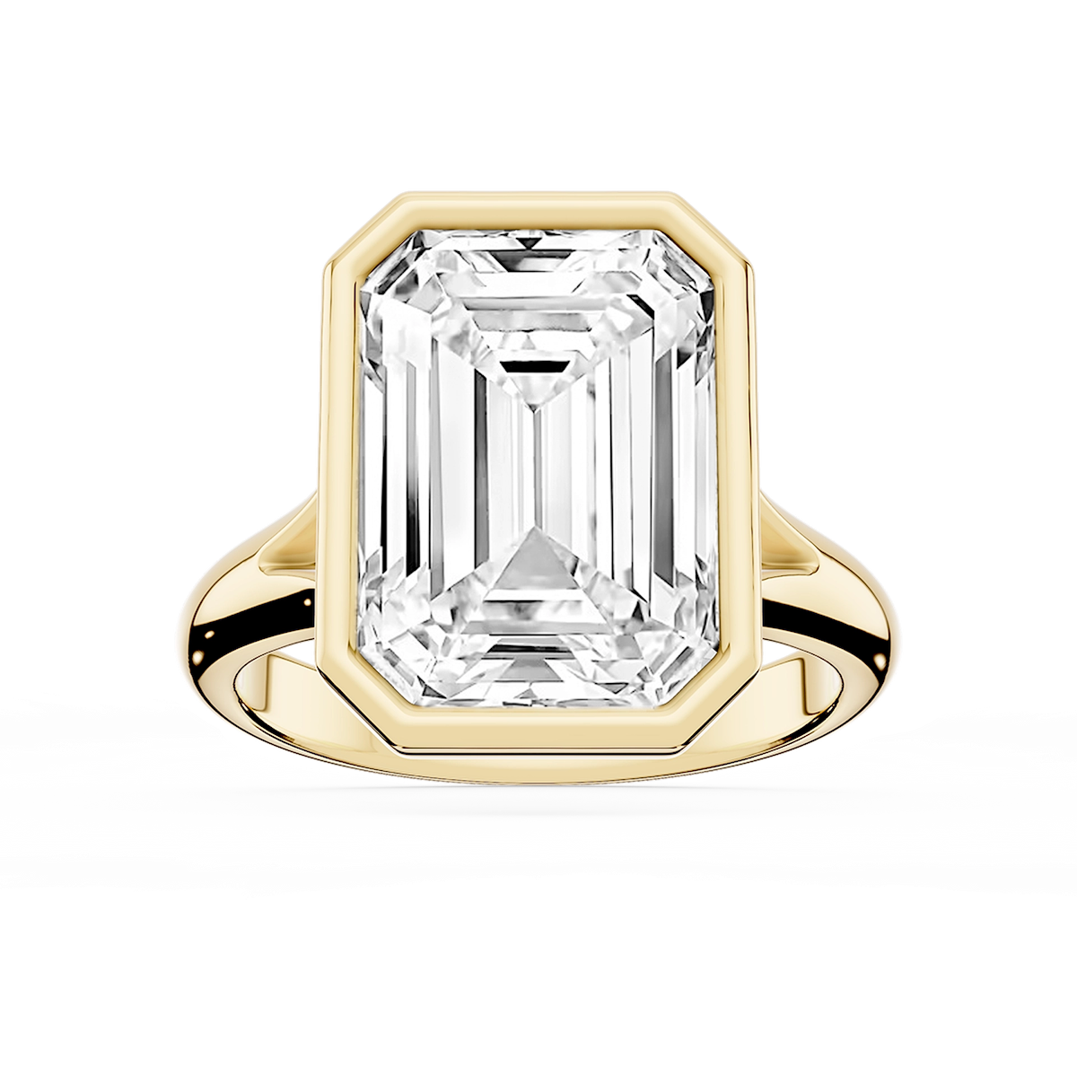 Linda Emerald Lab Grown Diamond Bezel Split Shank Solitaire Engagement Ring