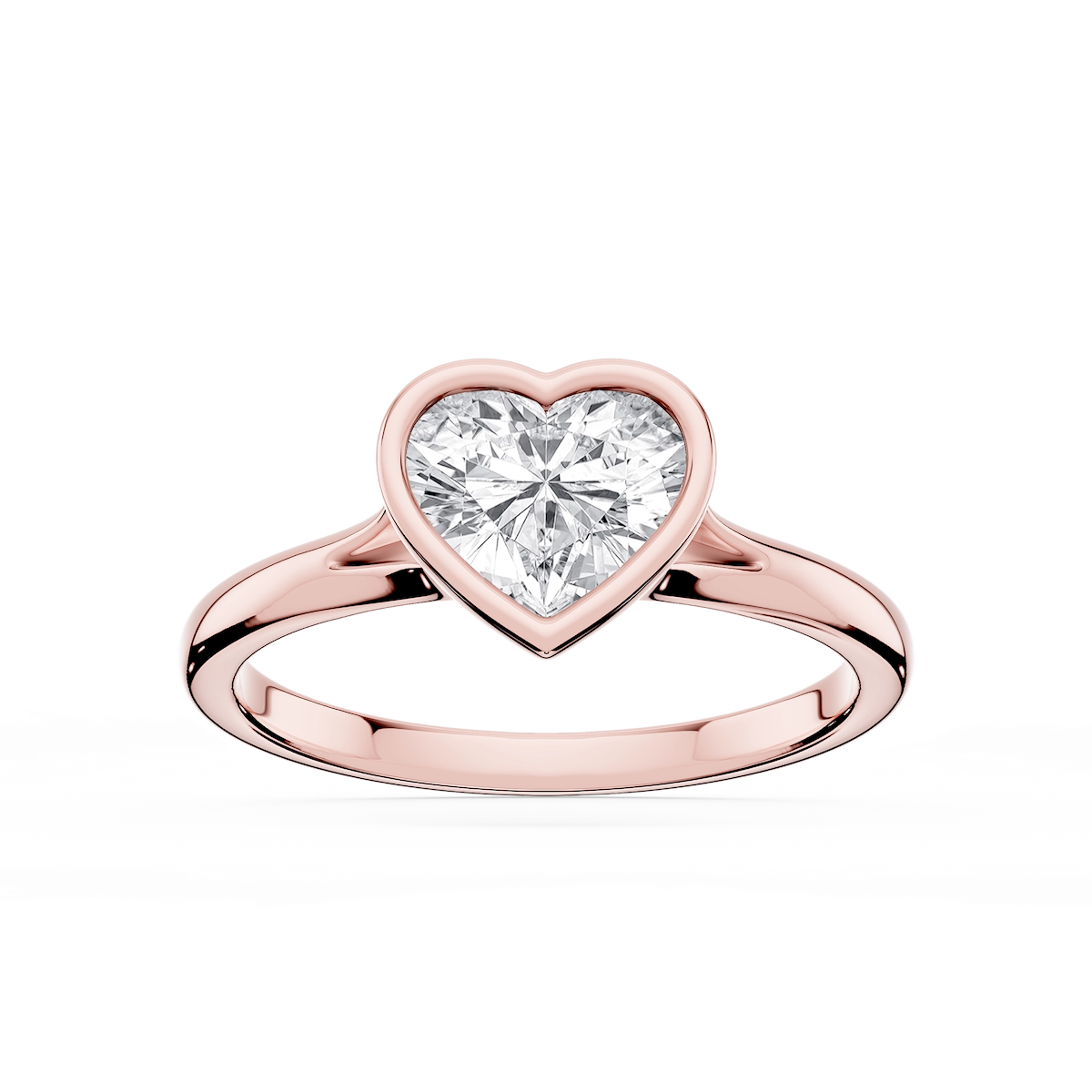 Linda Heart Lab Grown Diamond Bezel Split Shank Solitaire Engagement Ring