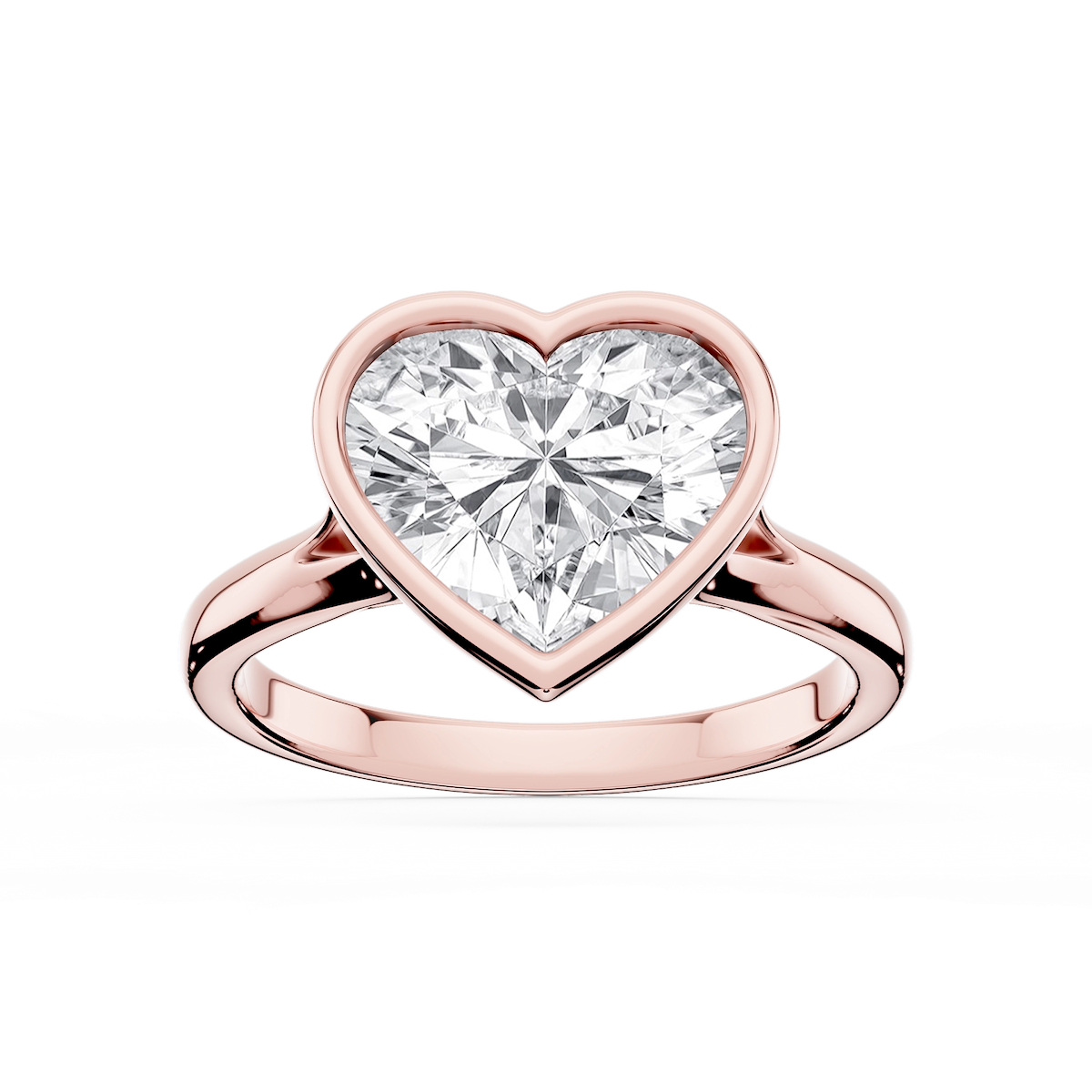 Linda Heart Lab Grown Diamond Bezel Split Shank Solitaire Engagement Ring