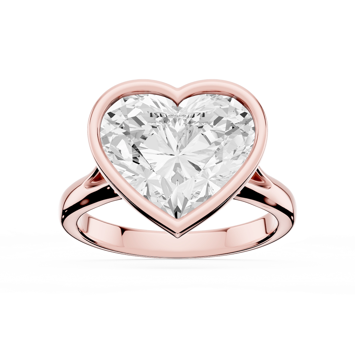 Linda Heart Lab Grown Diamond Bezel Split Shank Solitaire Engagement Ring