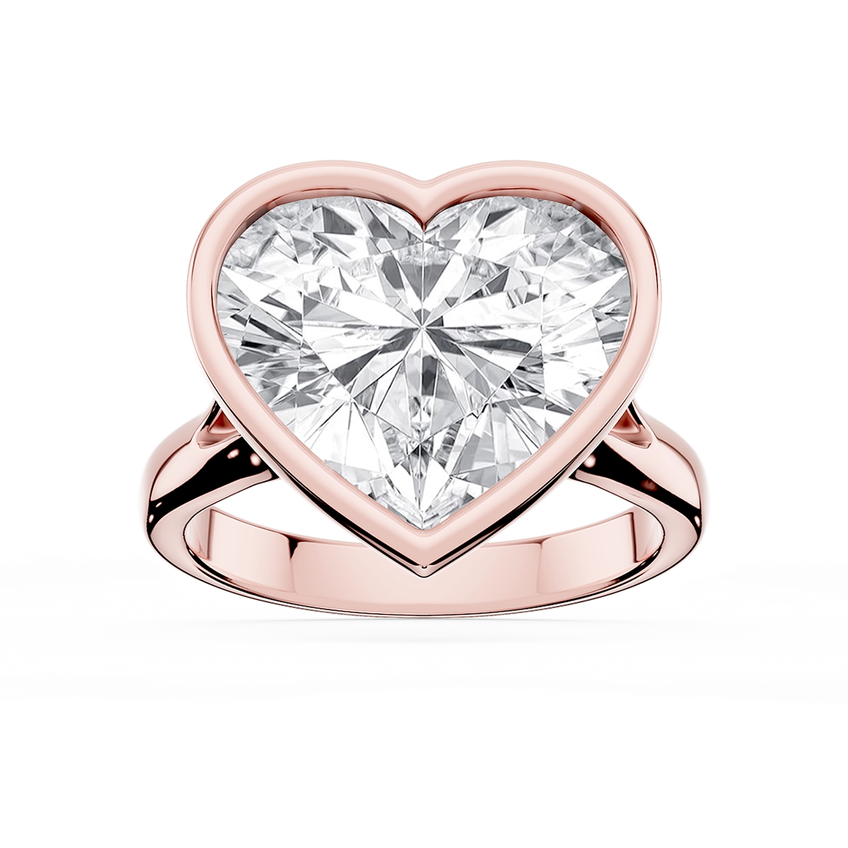 Linda Heart Lab Grown Diamond Bezel Split Shank Solitaire Engagement Ring