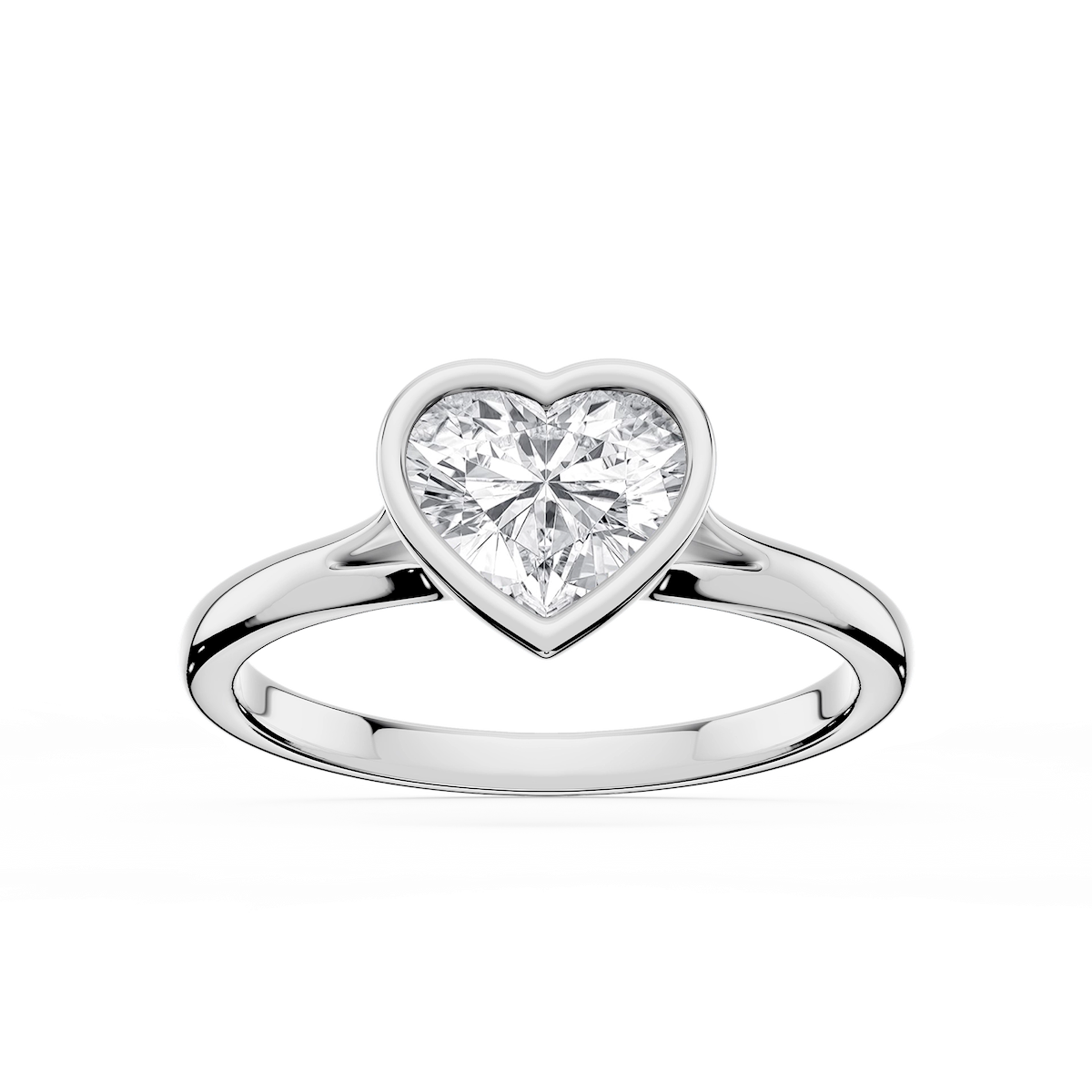 Linda Heart Lab Grown Diamond Bezel Split Shank Solitaire Engagement Ring