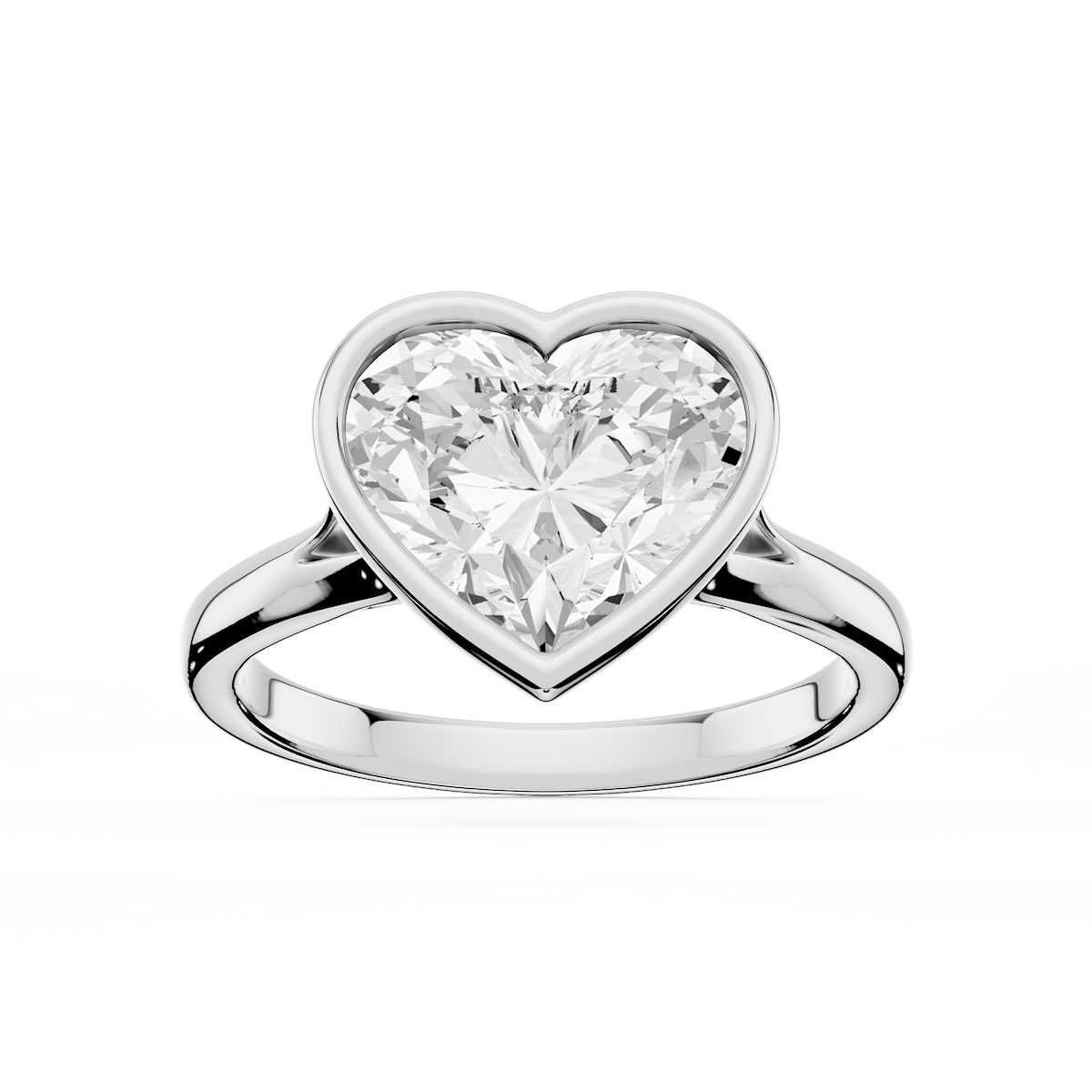 Linda Heart Lab Grown Diamond Bezel Split Shank Solitaire Engagement Ring