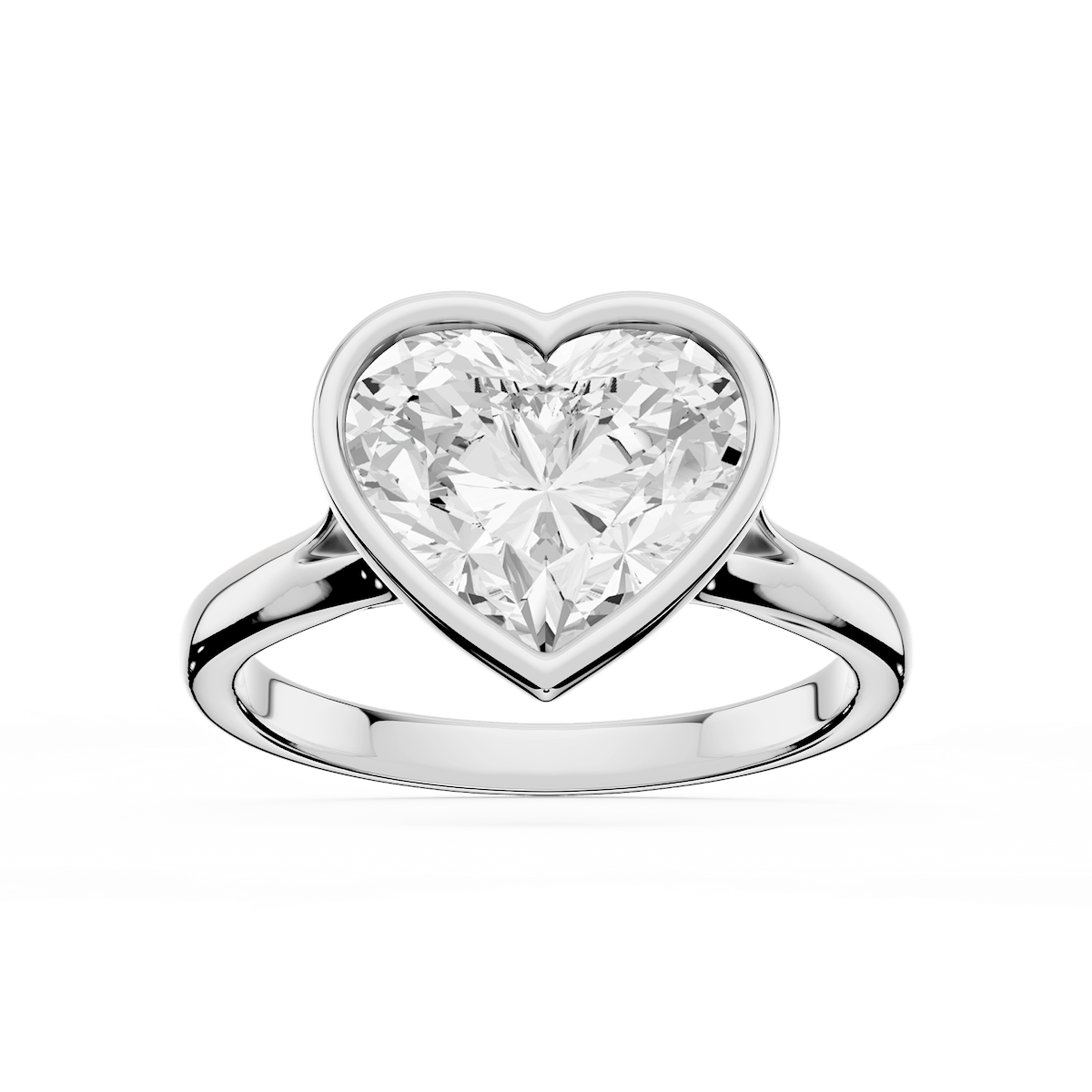 Linda Heart Lab Grown Diamond Bezel Split Shank Solitaire Engagement Ring