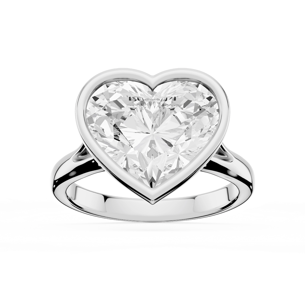 Linda Heart Lab Grown Diamond Bezel Split Shank Solitaire Engagement Ring