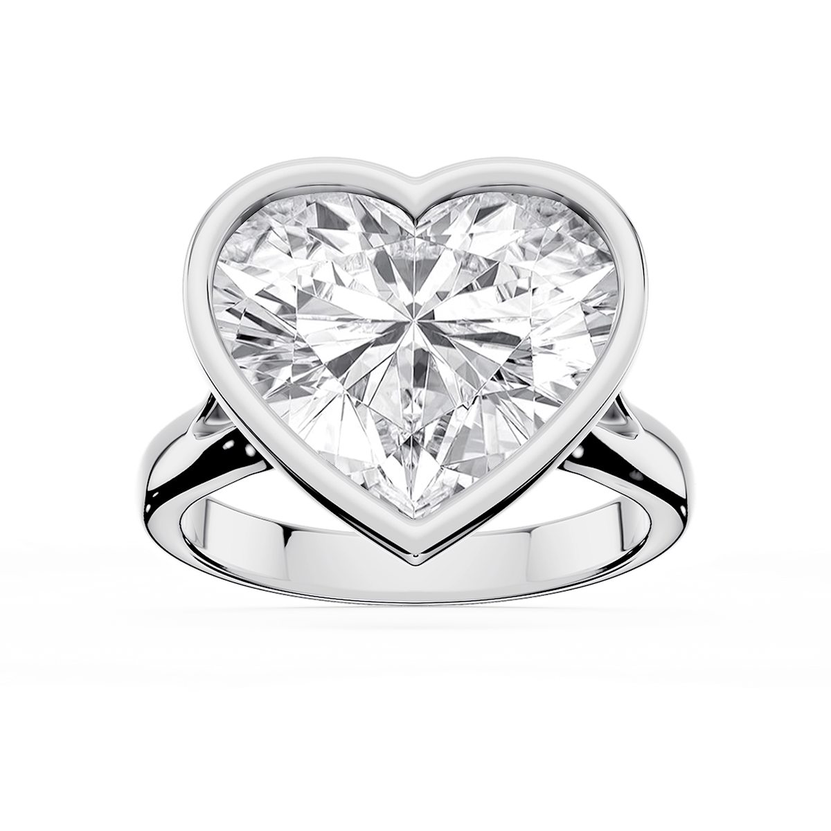 Linda Heart Lab Grown Diamond Bezel Split Shank Solitaire Engagement Ring