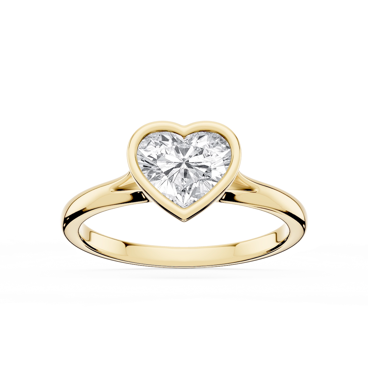 Linda Heart Lab Grown Diamond Bezel Split Shank Solitaire Engagement Ring