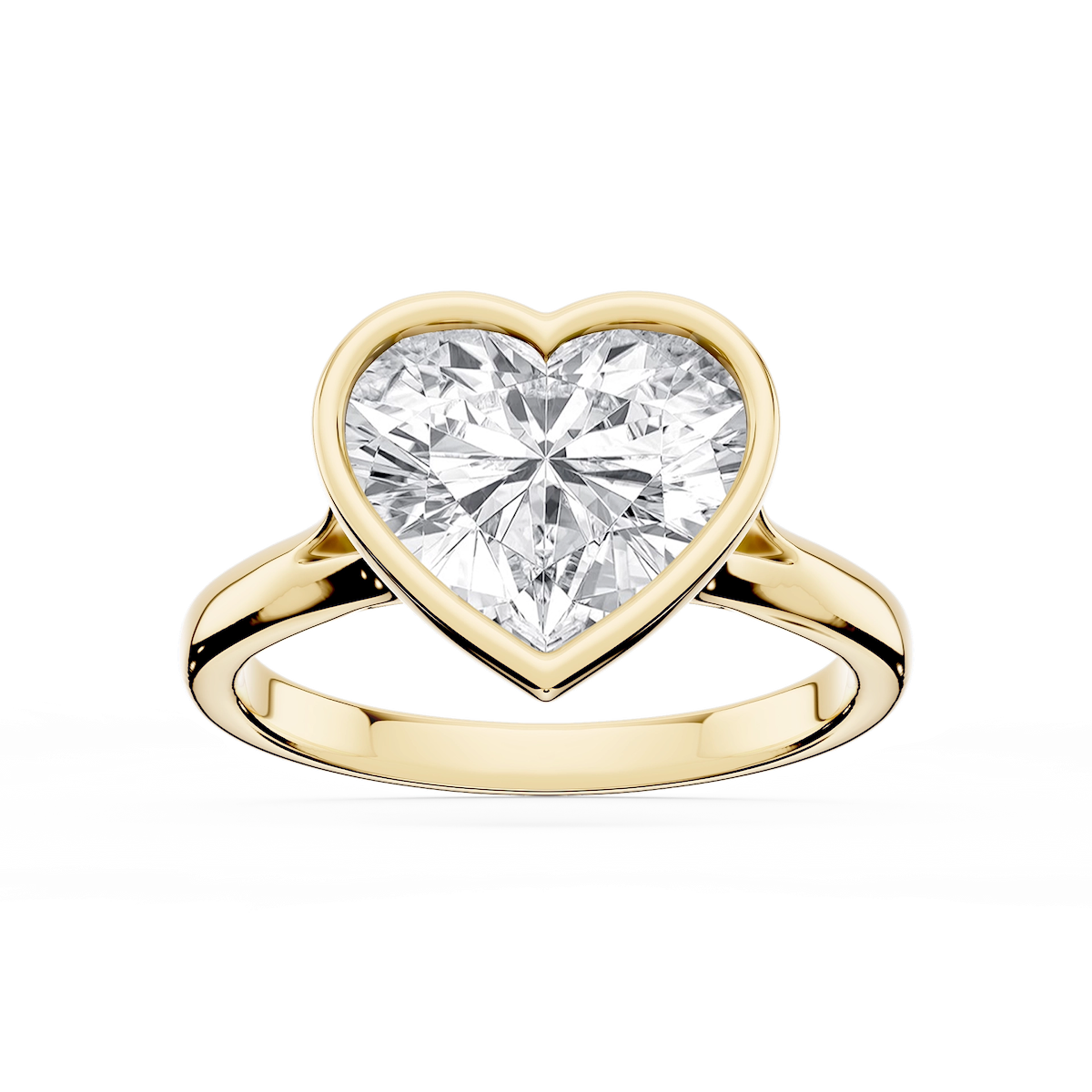 Linda Heart Lab Grown Diamond Bezel Split Shank Solitaire Engagement Ring
