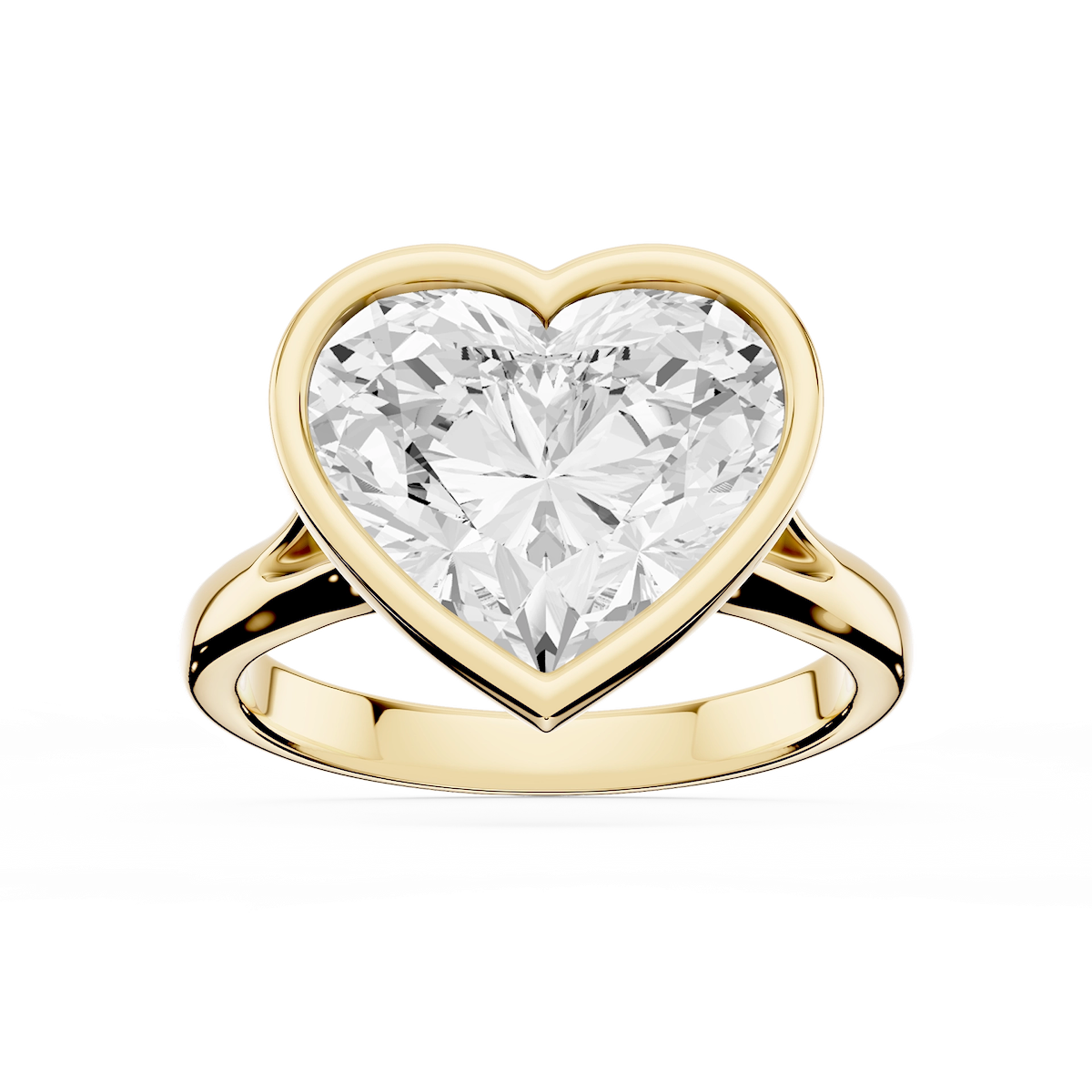 Linda Heart Lab Grown Diamond Bezel Split Shank Solitaire Engagement Ring