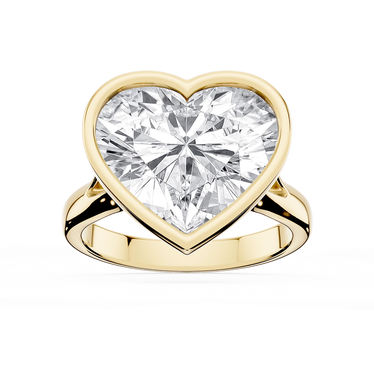 Linda Heart Lab Grown Diamond Bezel Split Shank Solitaire Engagement Ring