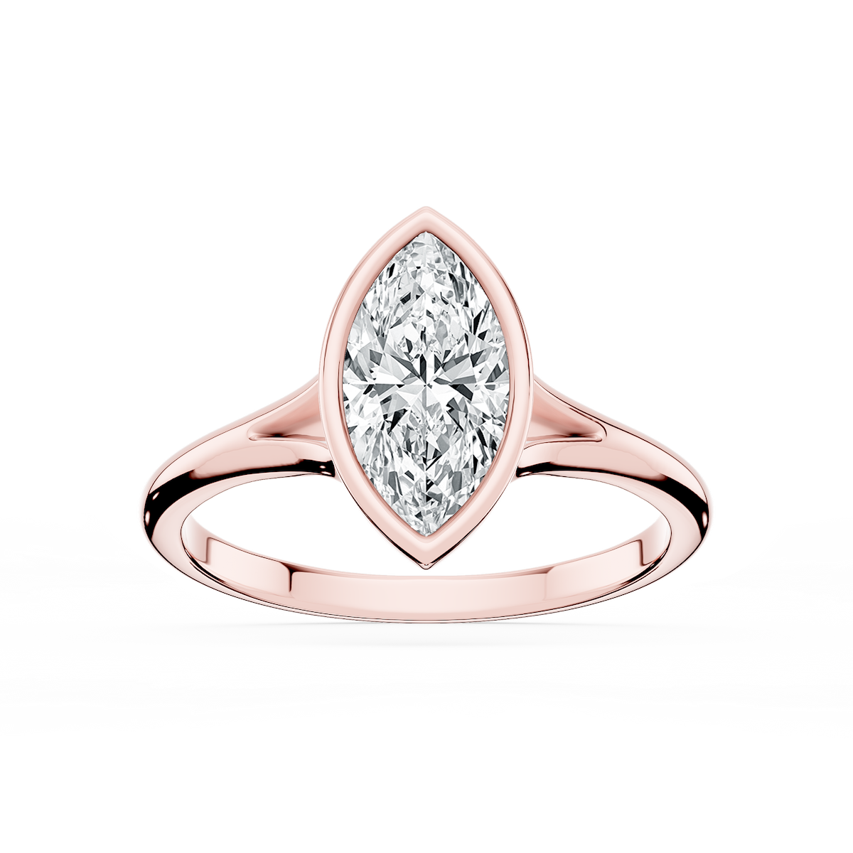 Linda Marquise Lab Grown Diamond Bezel Split Shank Solitaire Engagement Ring