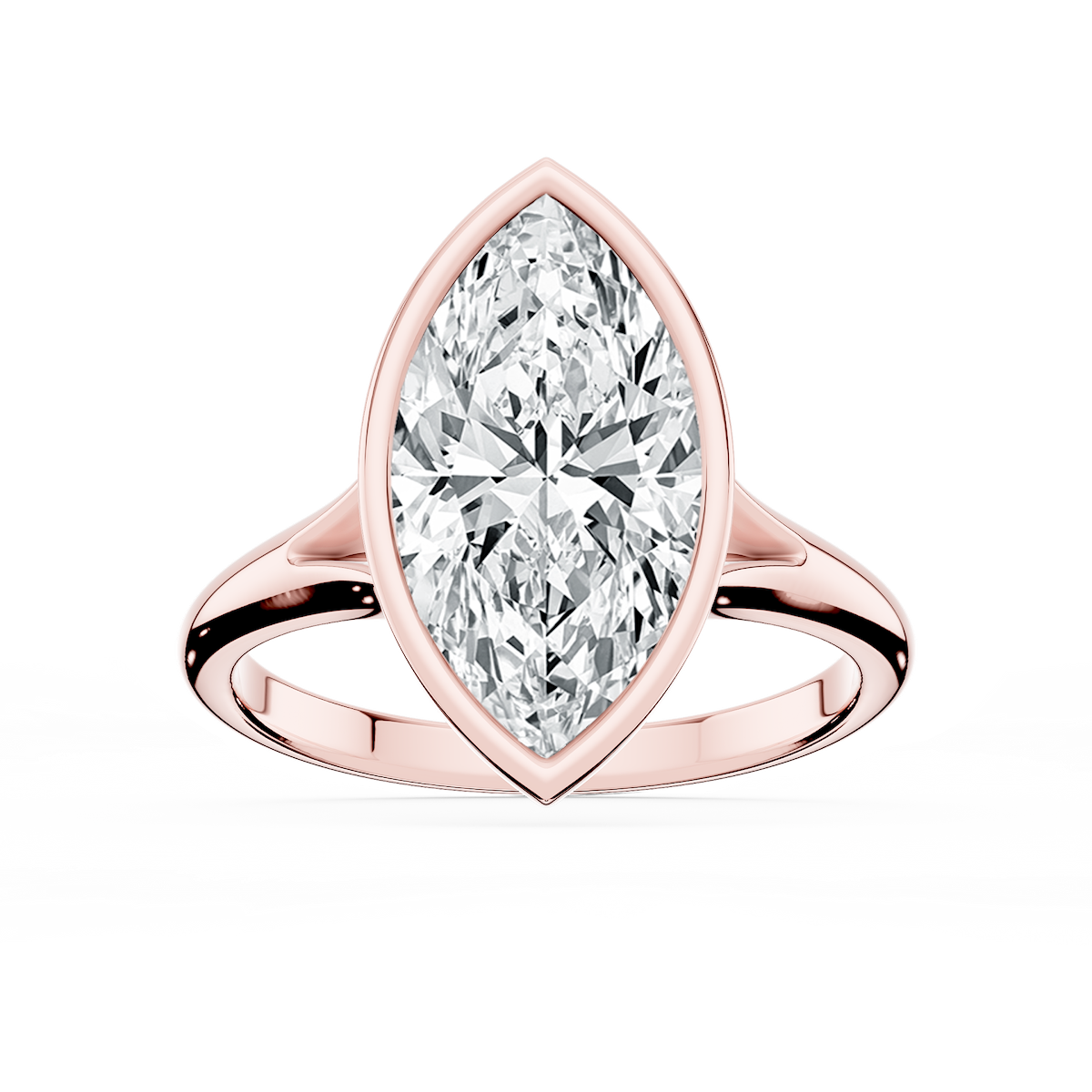 Linda Marquise Lab Grown Diamond Bezel Split Shank Solitaire Engagement Ring
