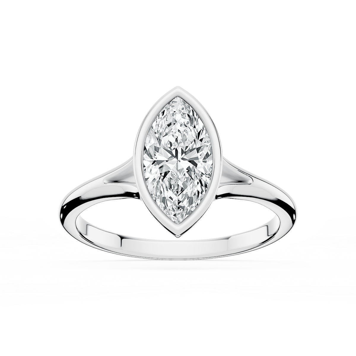 Linda Marquise Lab Grown Diamond Bezel Split Shank Solitaire Engagement Ring