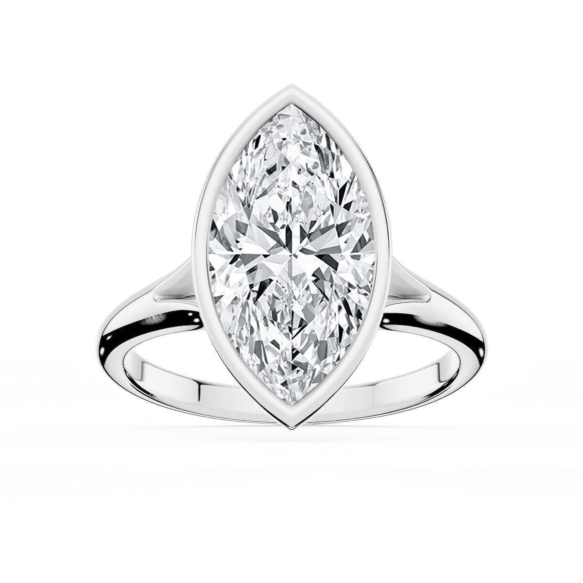 Linda Marquise Lab Grown Diamond Bezel Split Shank Solitaire Engagement Ring