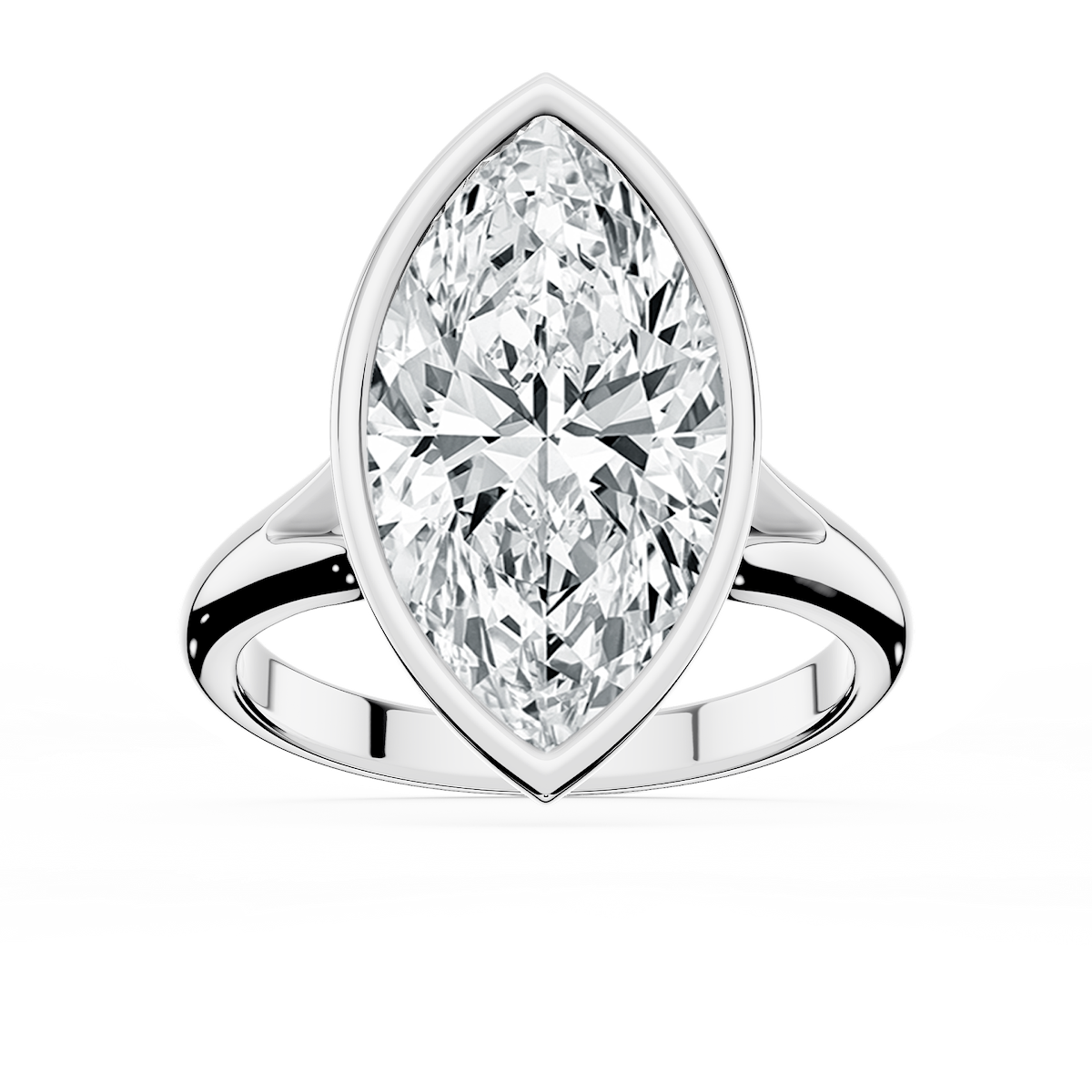 Linda Marquise Lab Grown Diamond Bezel Split Shank Solitaire Engagement Ring