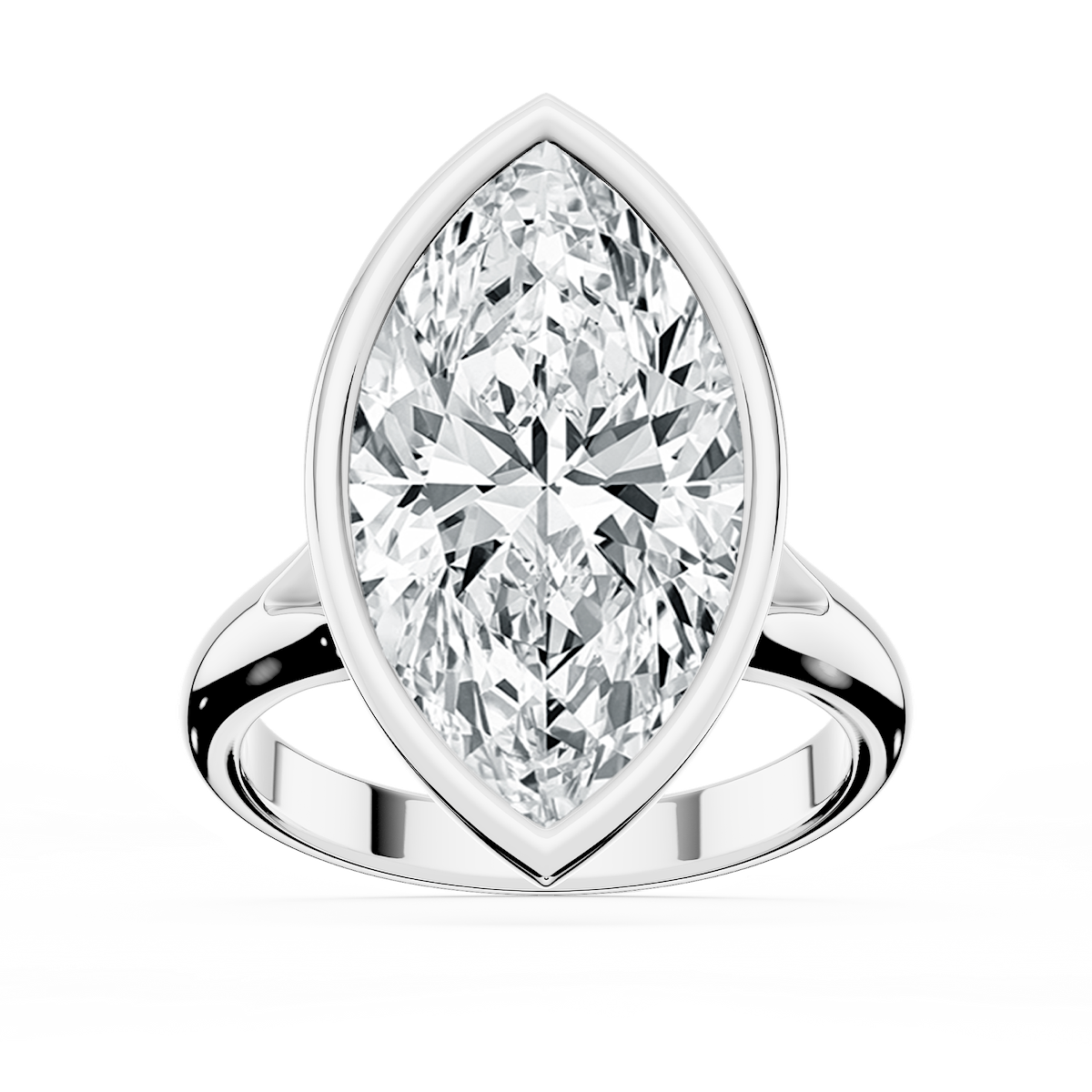 Linda Marquise Lab Grown Diamond Bezel Split Shank Solitaire Engagement Ring