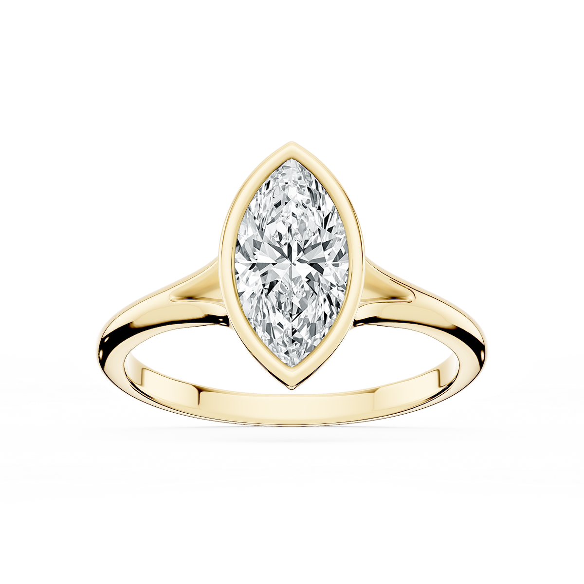 Linda Marquise Lab Grown Diamond Bezel Split Shank Solitaire Engagement Ring