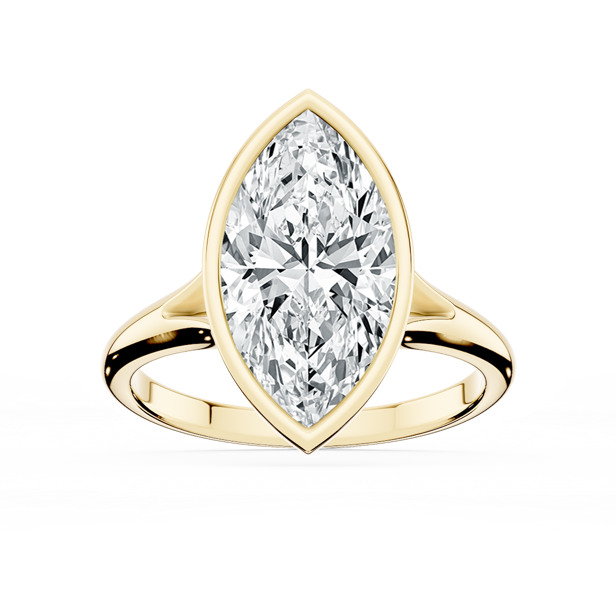 Linda Marquise Lab Grown Diamond Bezel Split Shank Solitaire Engagement Ring