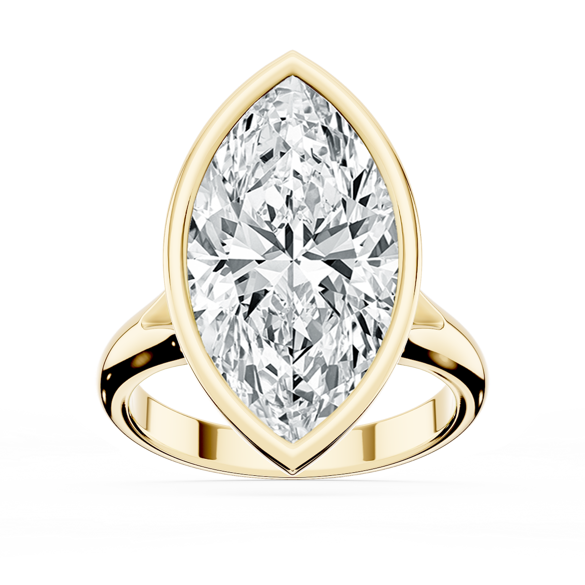 Linda Marquise Lab Grown Diamond Bezel Split Shank Solitaire Engagement Ring