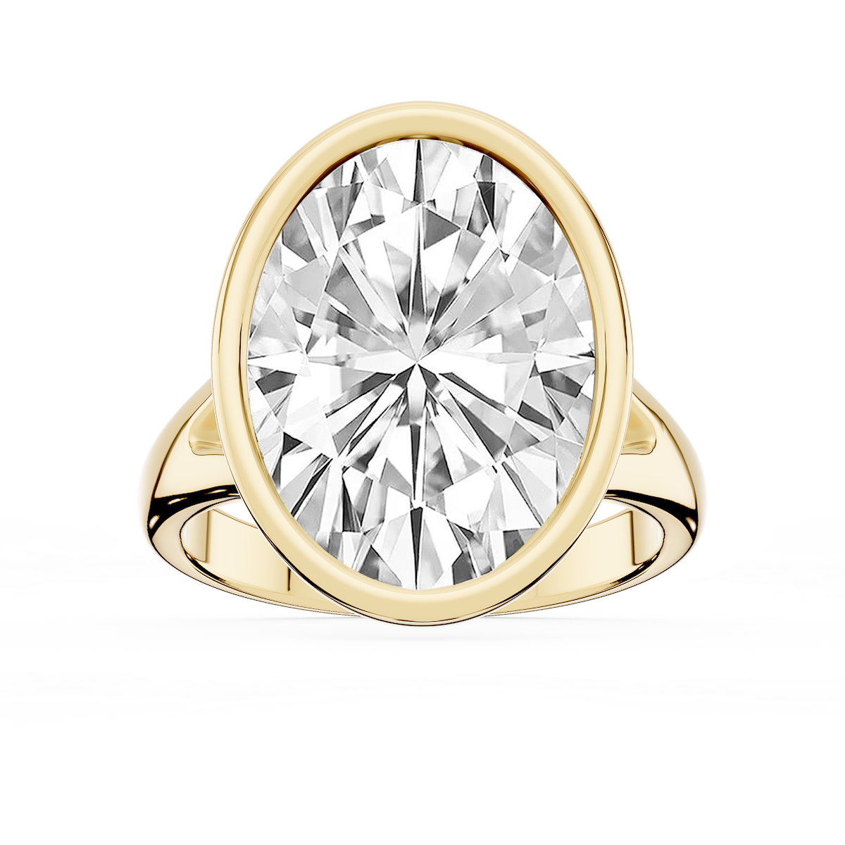 Linda Oval Lab Grown Diamond Bezel Split Shank Solitaire Engagement Ring
