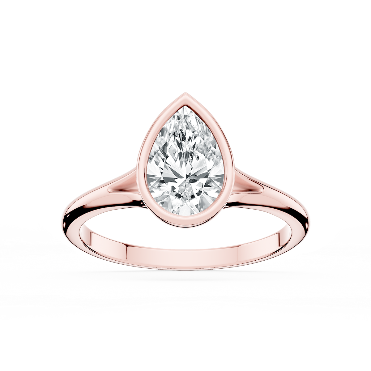 Linda Pear Lab Grown Diamond Bezel Split Shank Solitaire Engagement Ring