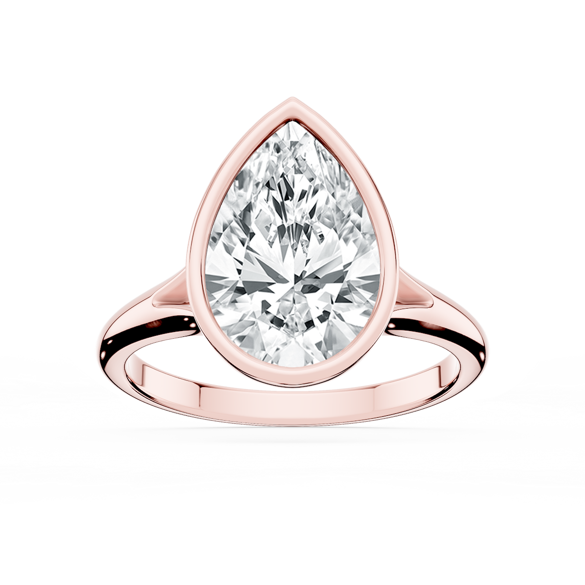 Linda Pear Lab Grown Diamond Bezel Split Shank Solitaire Engagement Ring