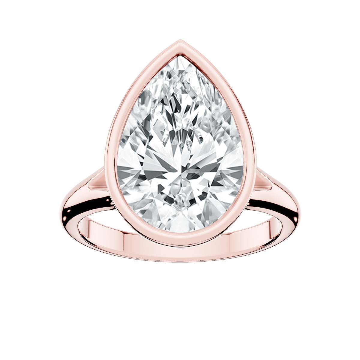Linda Pear Lab Grown Diamond Bezel Split Shank Solitaire Engagement Ring