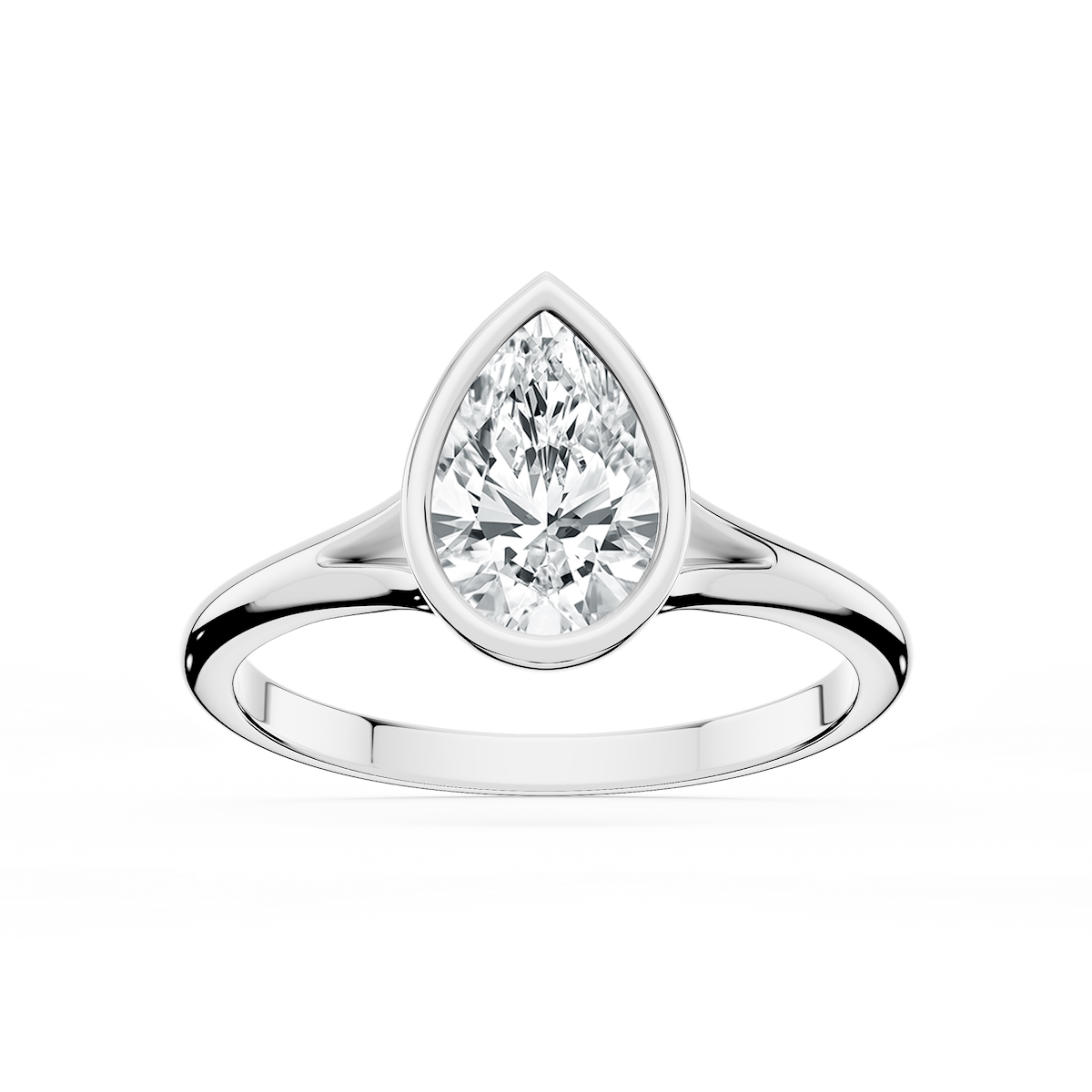 Linda Pear Lab Grown Diamond Bezel Split Shank Solitaire Engagement Ring