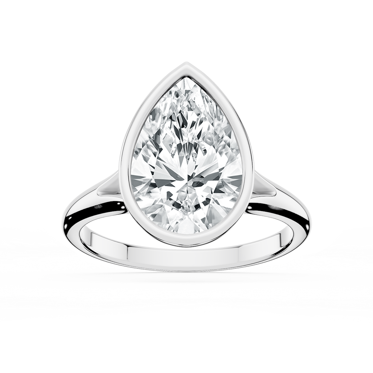 Linda Pear Lab Grown Diamond Bezel Split Shank Solitaire Engagement Ring