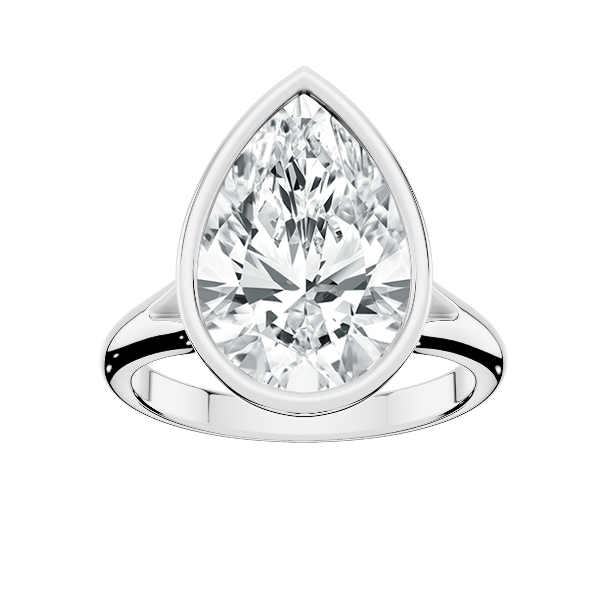 Linda Pear Lab Grown Diamond Bezel Split Shank Solitaire Engagement Ring