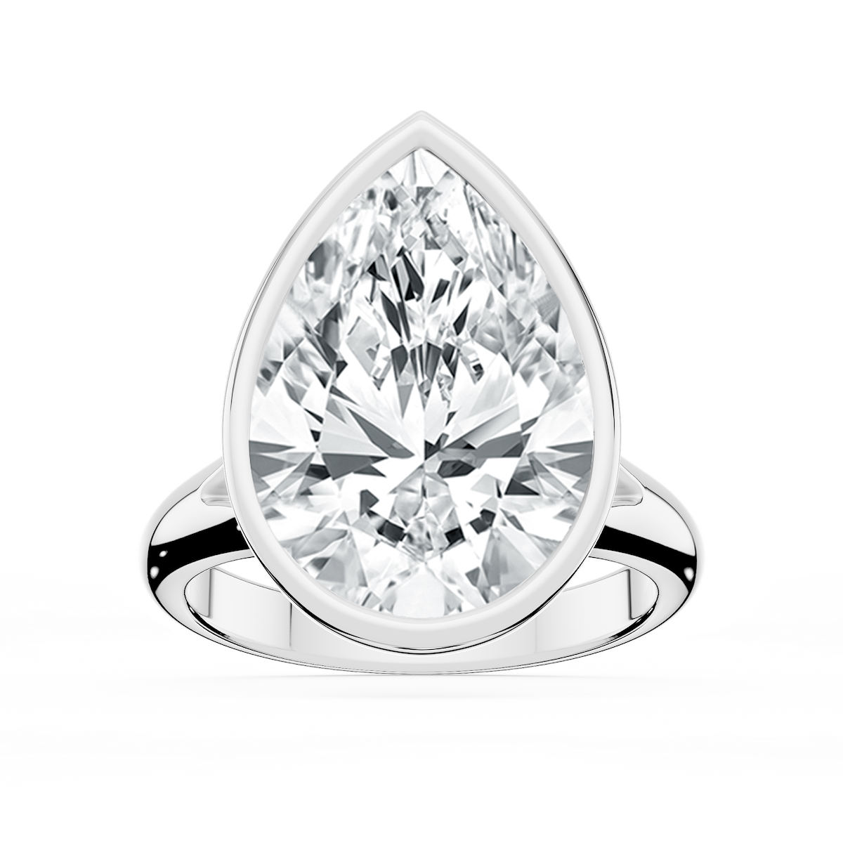 Linda Pear Lab Grown Diamond Bezel Split Shank Solitaire Engagement Ring