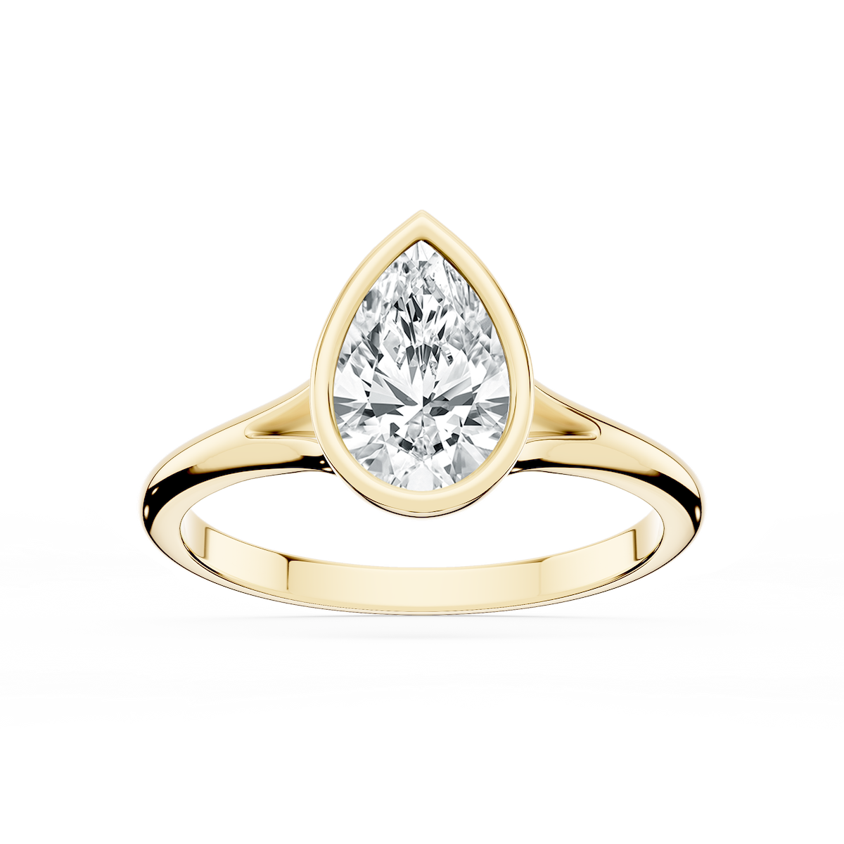 Linda Pear Lab Grown Diamond Bezel Split Shank Solitaire Engagement Ring