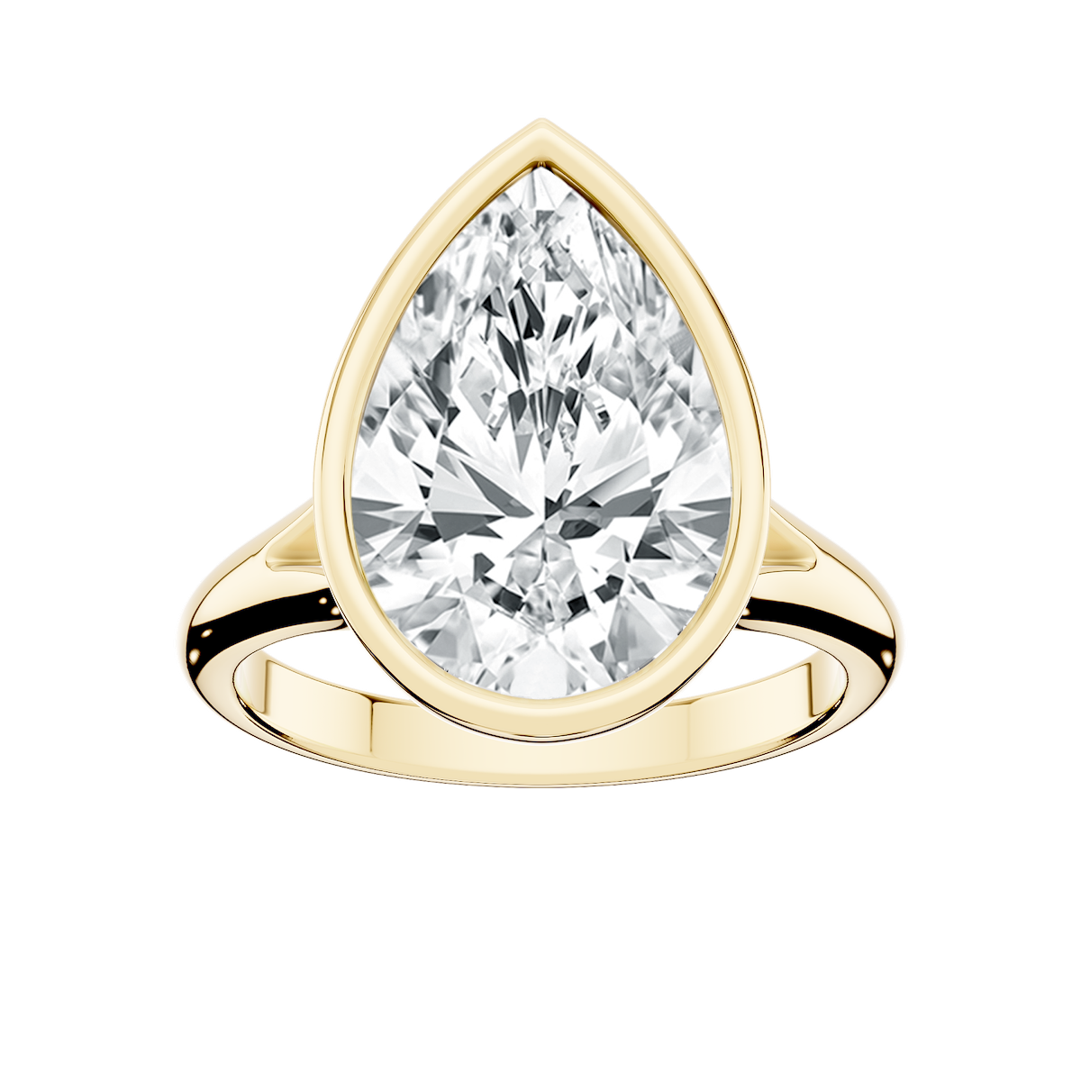 Linda Pear Lab Grown Diamond Bezel Split Shank Solitaire Engagement Ring