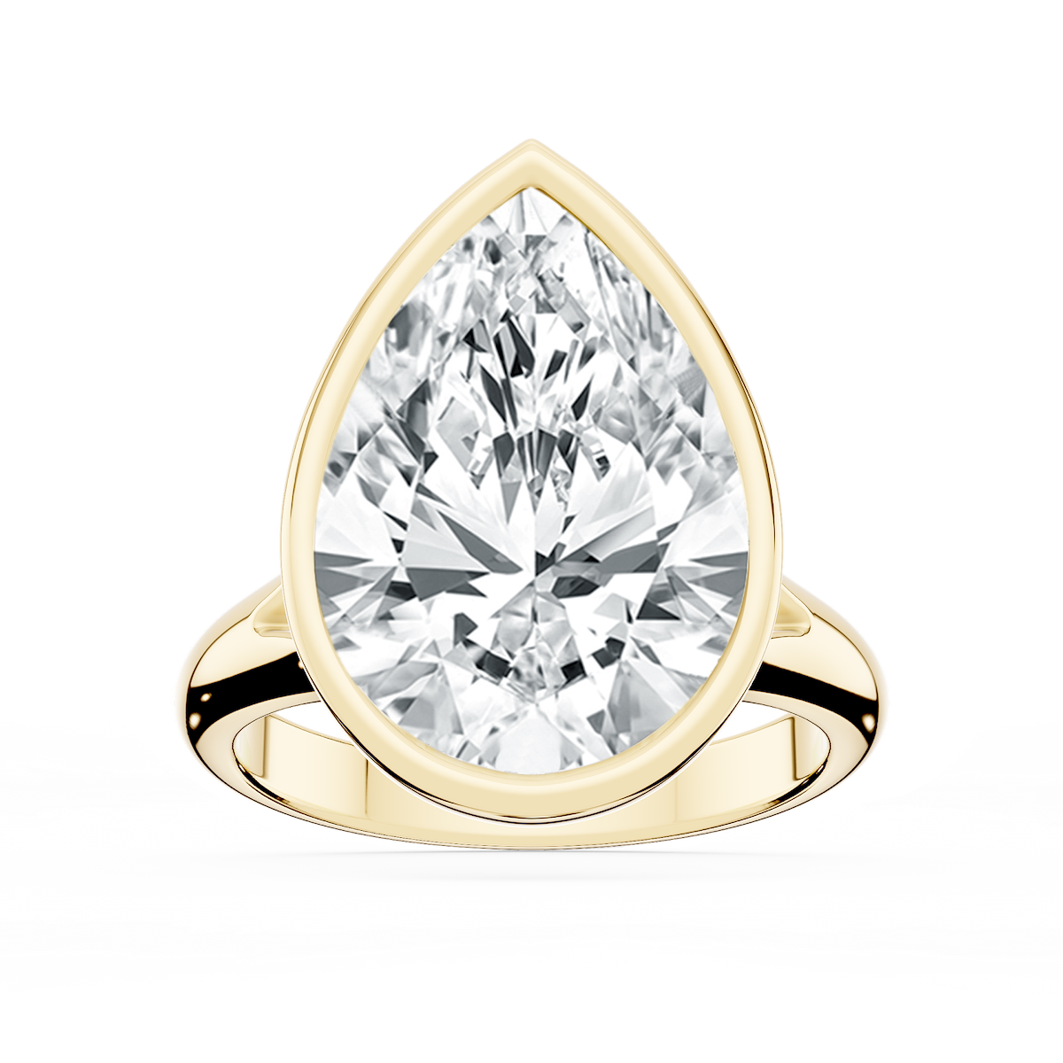 Linda Pear Lab Grown Diamond Bezel Split Shank Solitaire Engagement Ring