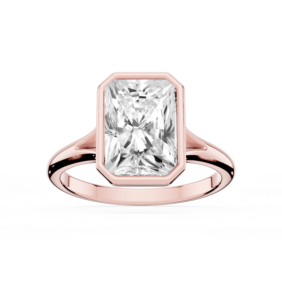 Linda Radiant Lab Grown Diamond Bezel Split Shank Solitaire Engagement Ring