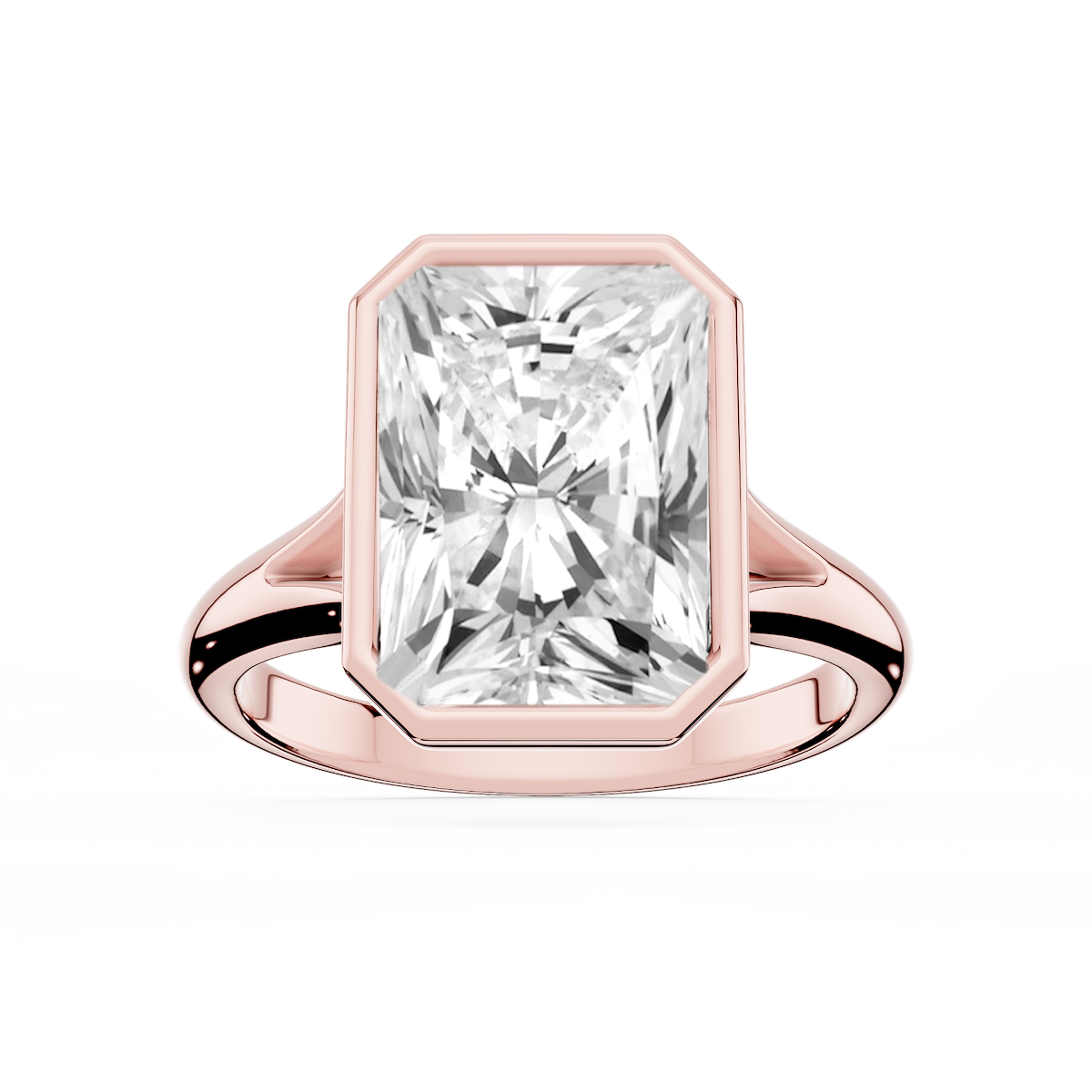 Linda Radiant Lab Grown Diamond Bezel Split Shank Solitaire Engagement Ring