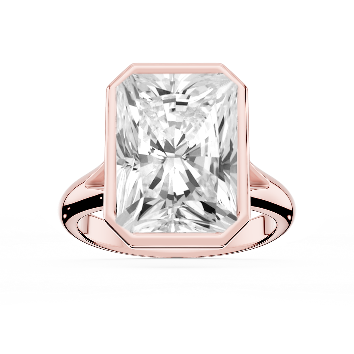 Linda Radiant Lab Grown Diamond Bezel Split Shank Solitaire Engagement Ring