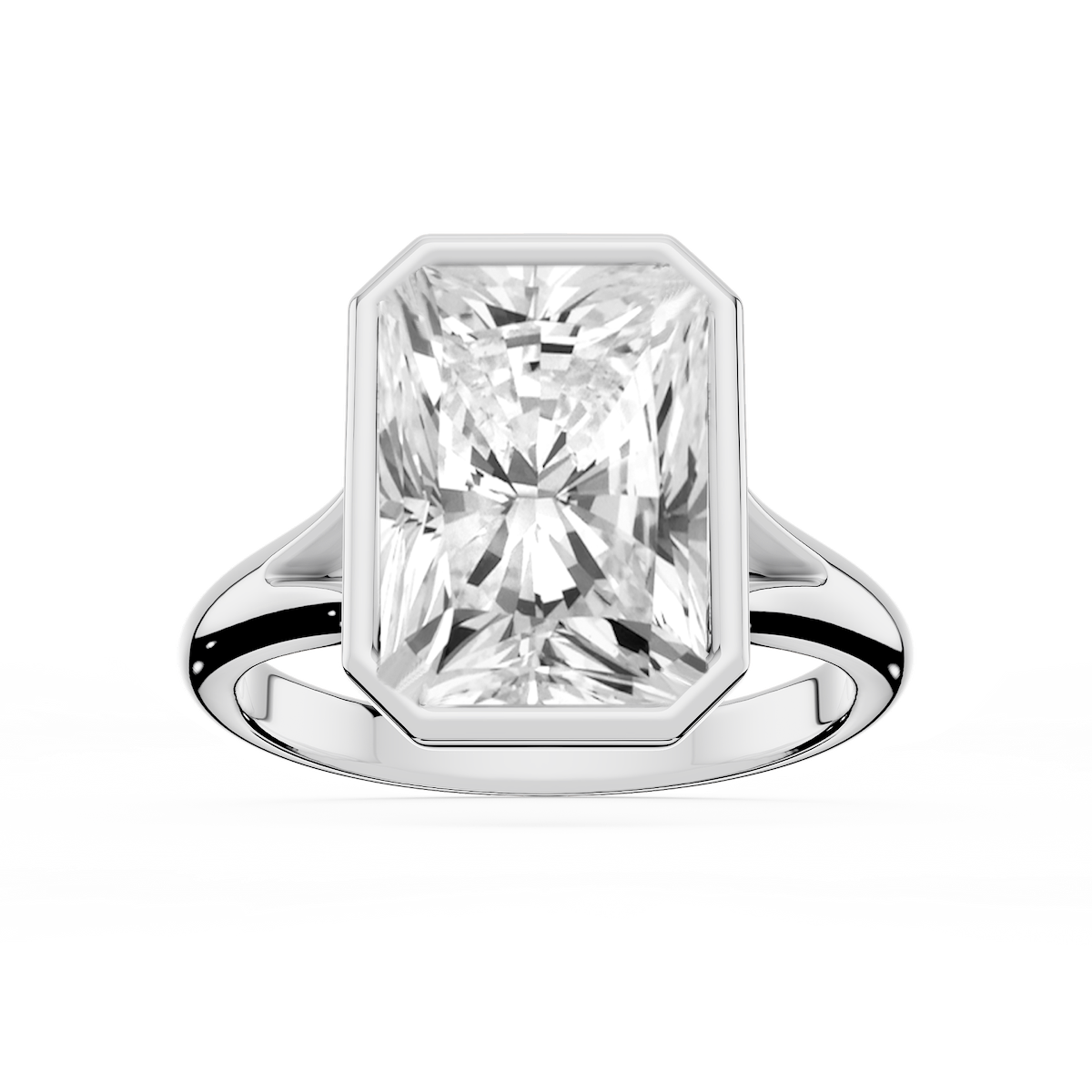 Linda Radiant Lab Grown Diamond Bezel Split Shank Solitaire Engagement Ring