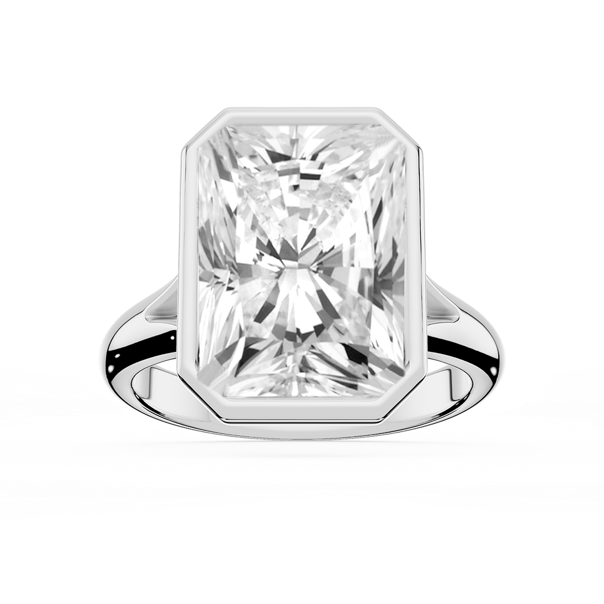 Linda Radiant Lab Grown Diamond Bezel Split Shank Solitaire Engagement Ring