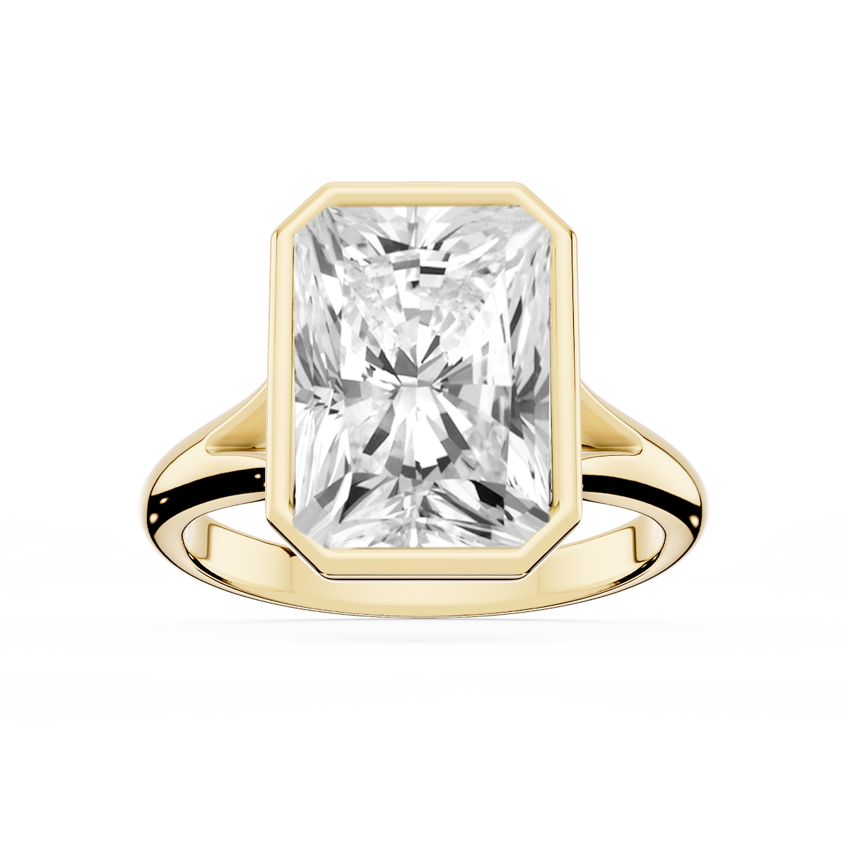 Linda Radiant Lab Grown Diamond Bezel Split Shank Solitaire Engagement Ring