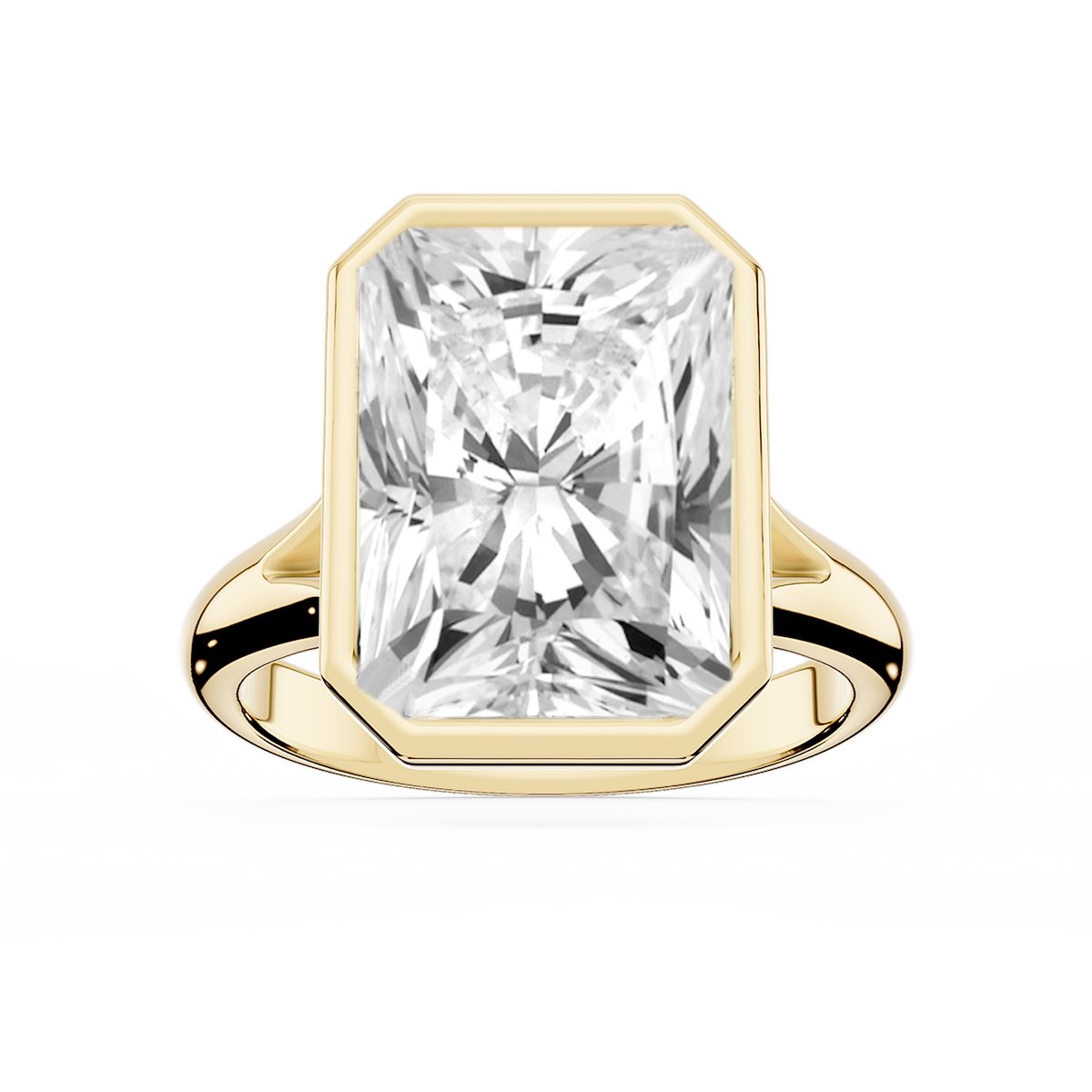 Linda Radiant Lab Grown Diamond Bezel Split Shank Solitaire Engagement Ring