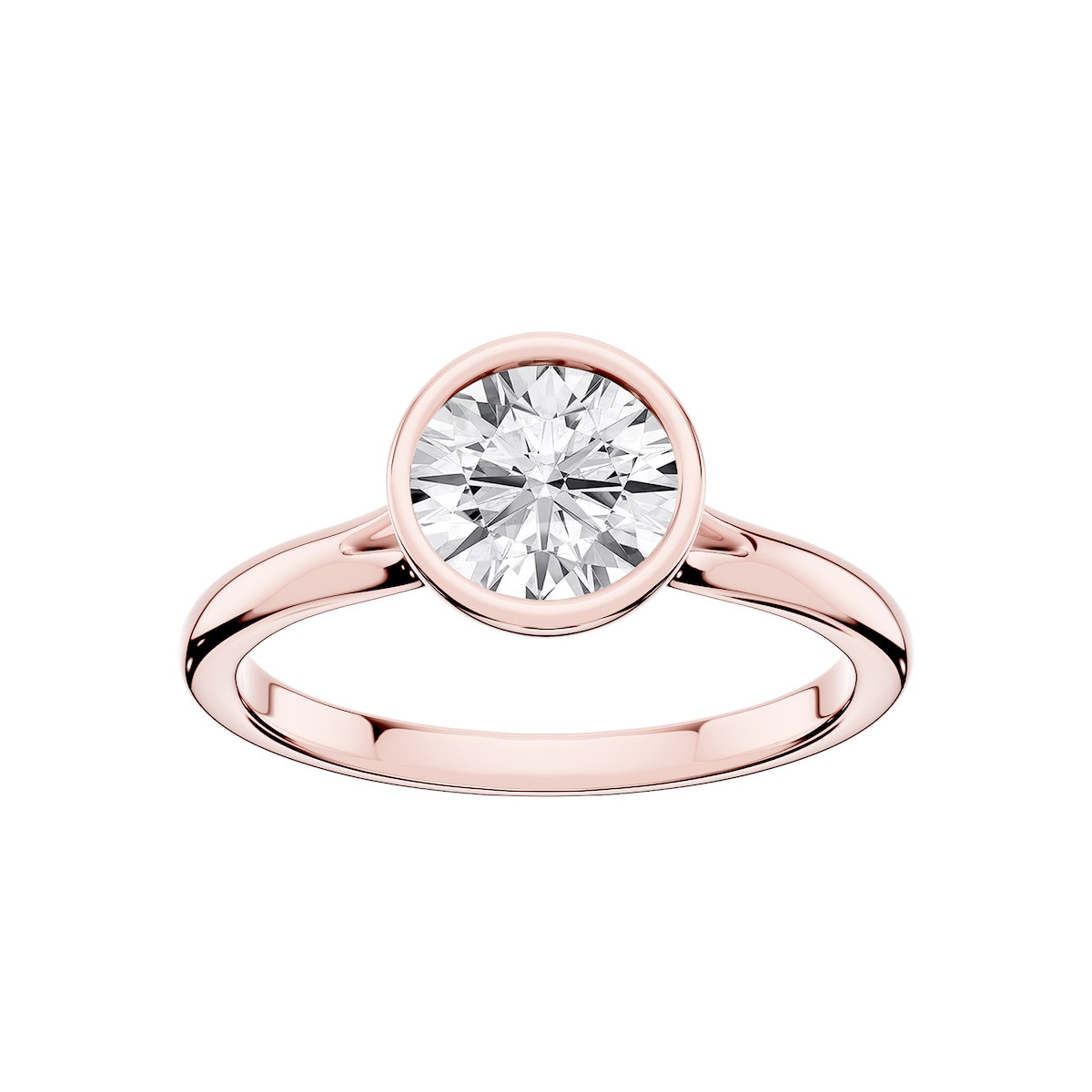 Linda Round Lab Grown Diamond Bezel Split Shank Solitaire Engagement Ring
