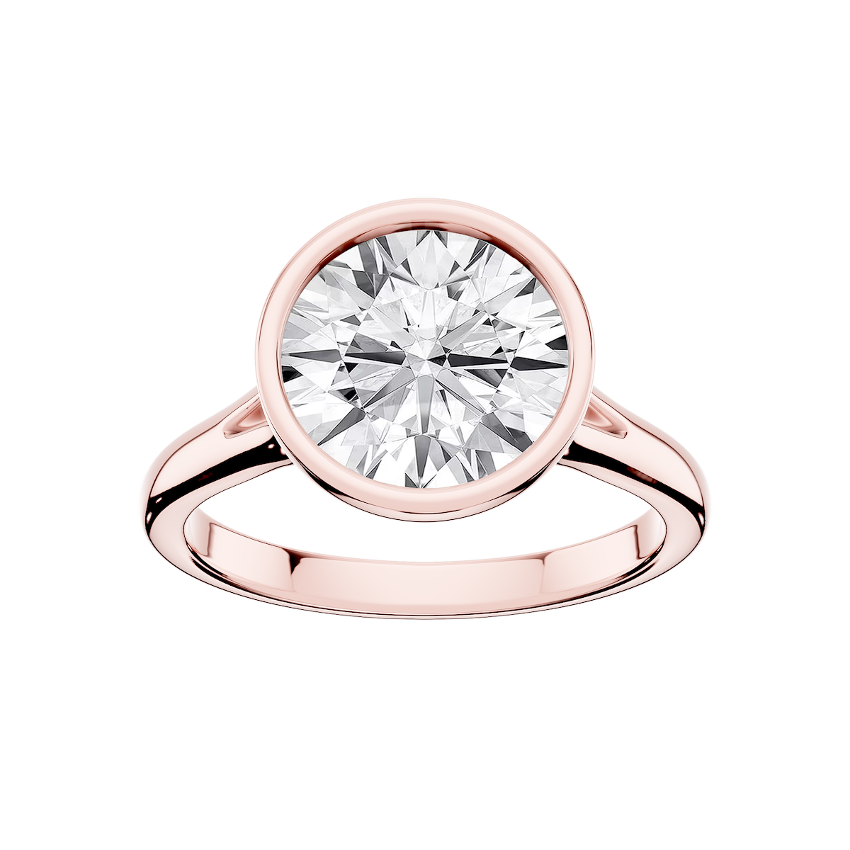 Linda Round Lab Grown Diamond Bezel Split Shank Solitaire Engagement Ring