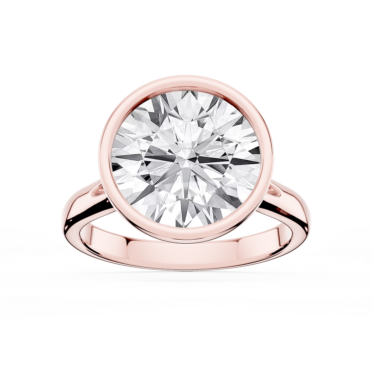 Linda Round Lab Grown Diamond Bezel Split Shank Solitaire Engagement Ring