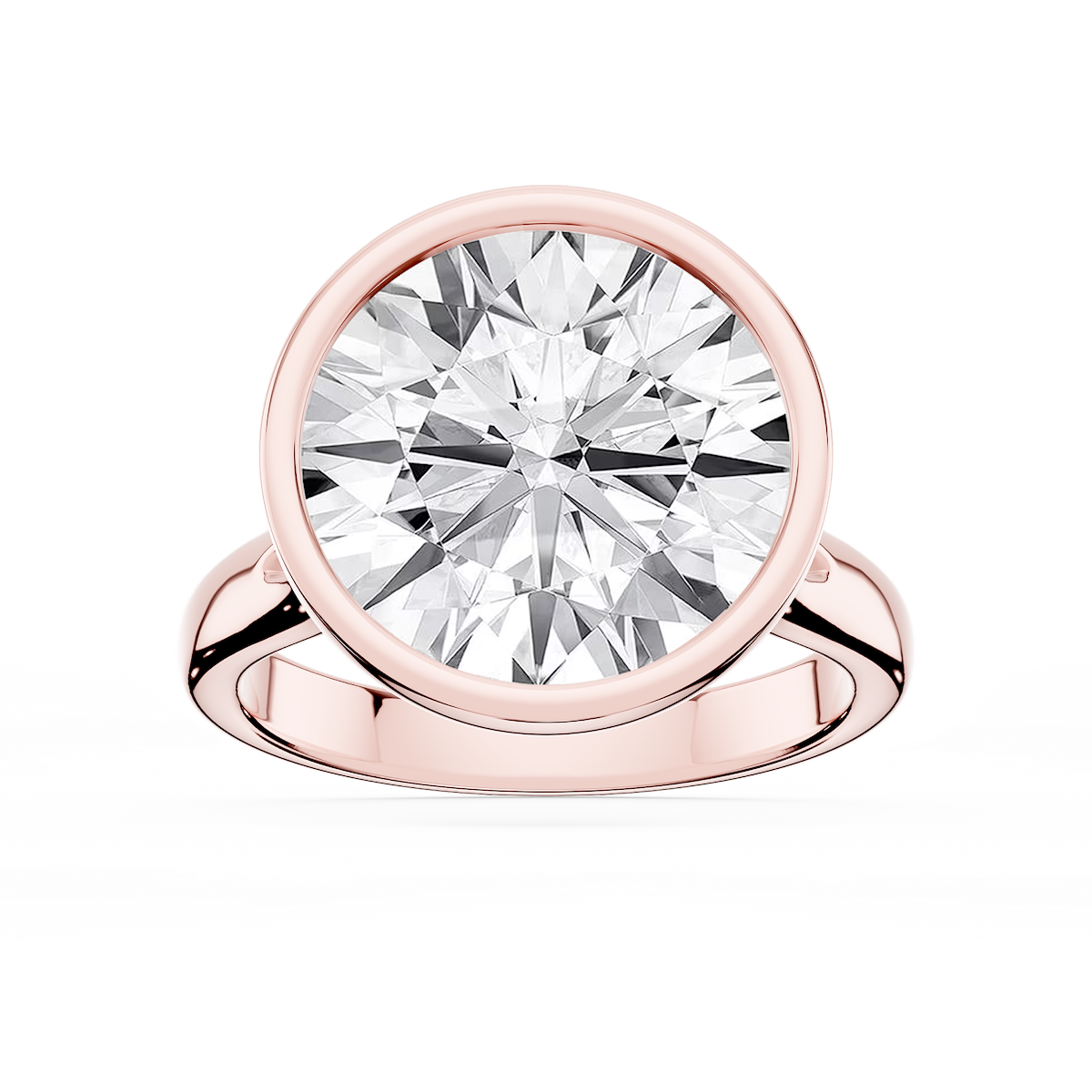 Linda Round Lab Grown Diamond Bezel Split Shank Solitaire Engagement Ring