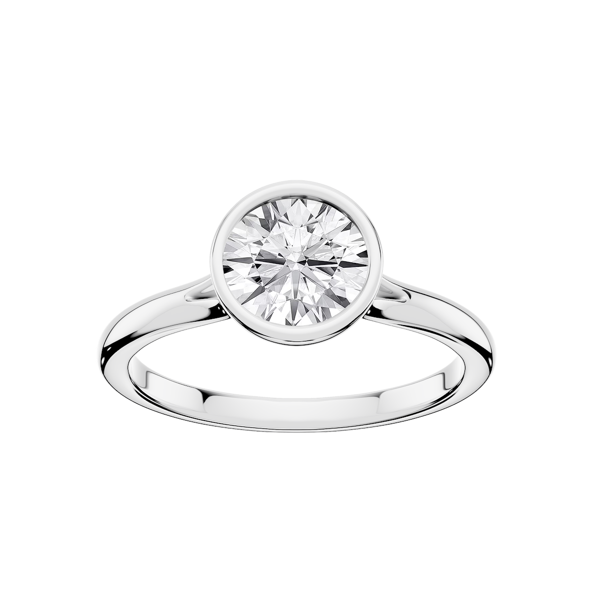 Linda Round Lab Grown Diamond Bezel Split Shank Solitaire Engagement Ring