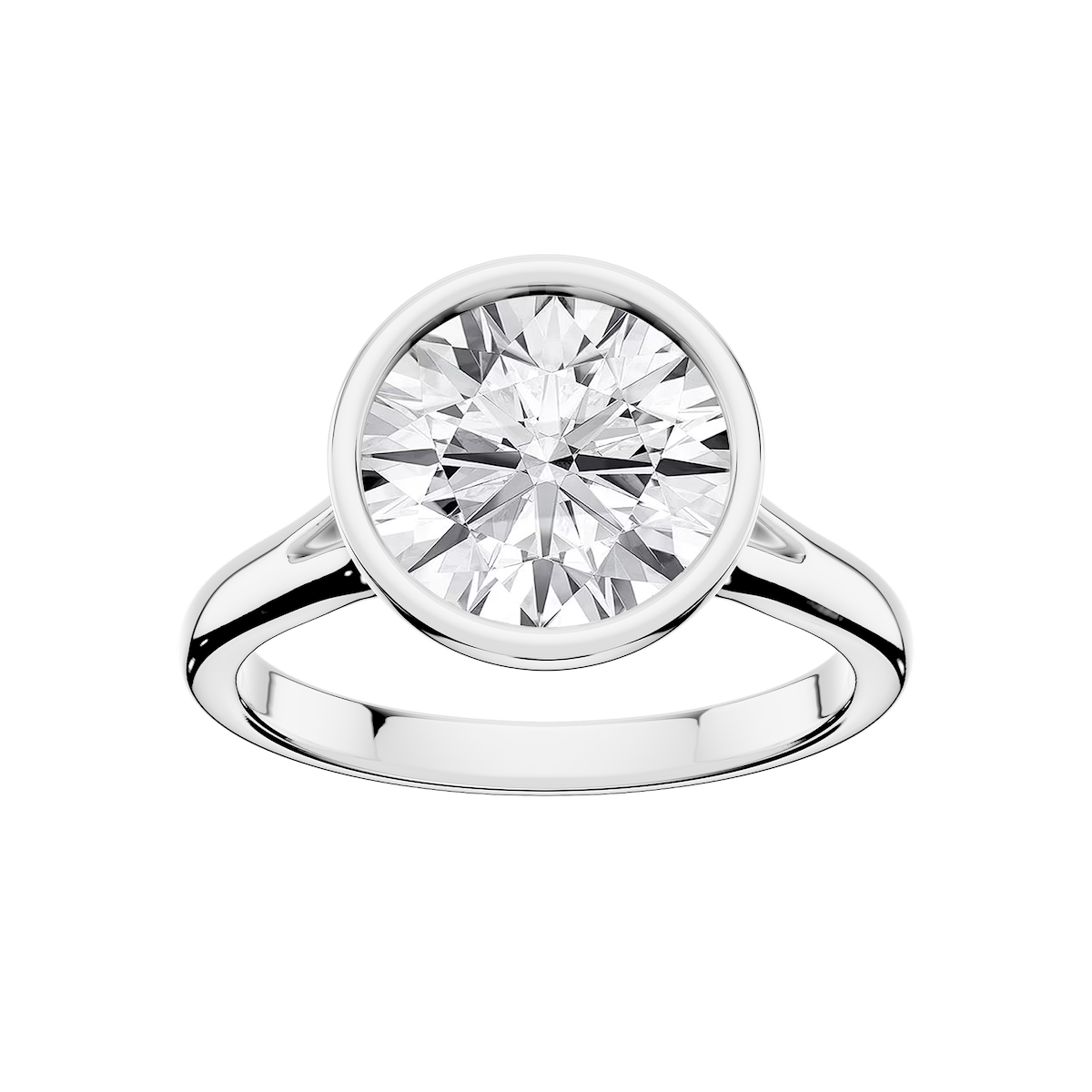Linda Round Lab Grown Diamond Bezel Split Shank Solitaire Engagement Ring