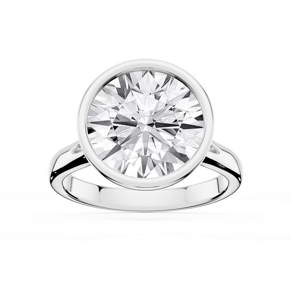 Linda Round Lab Grown Diamond Bezel Split Shank Solitaire Engagement Ring